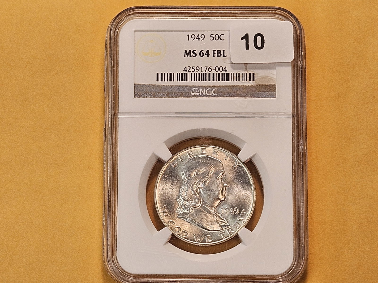 NGC 1949 Franklin Silver Half Dollar in Mint State 64 FBL - 2
