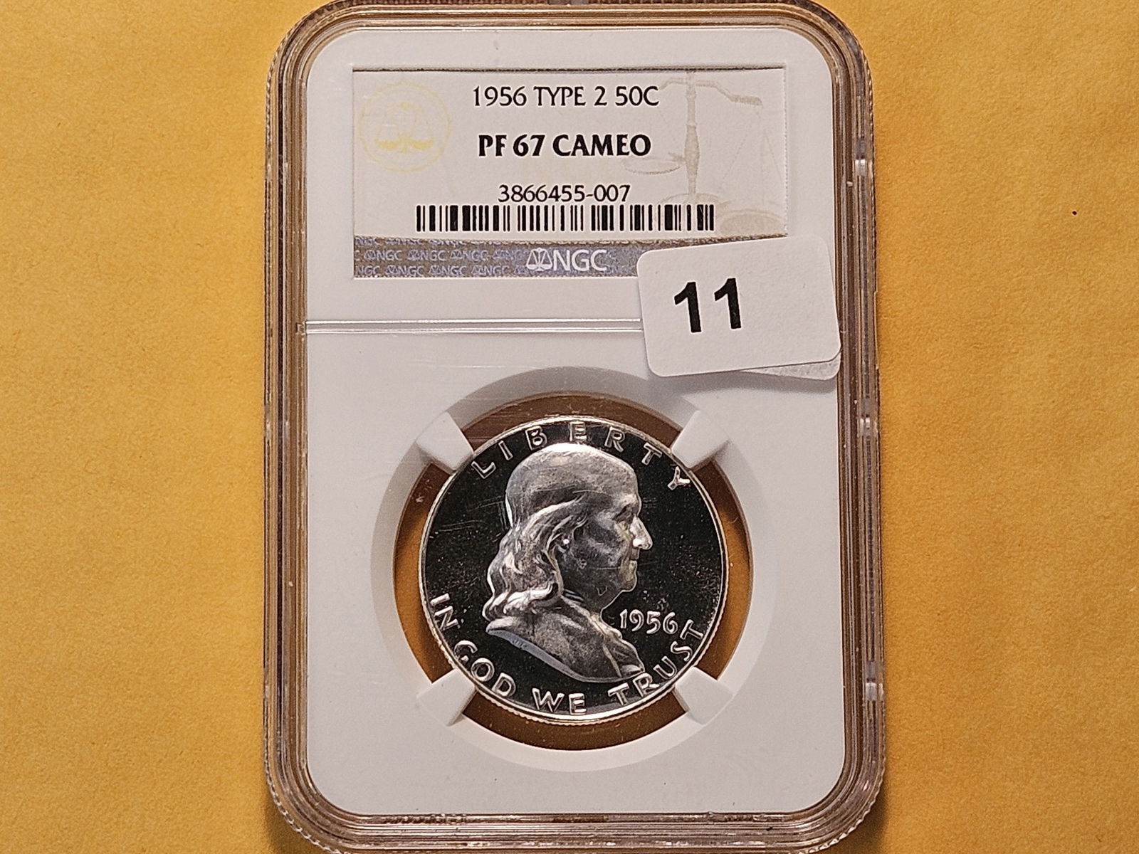 VARIETY! NGC 1956 Franklin Silver Half Dollar in Proof 67 Cameo - 2