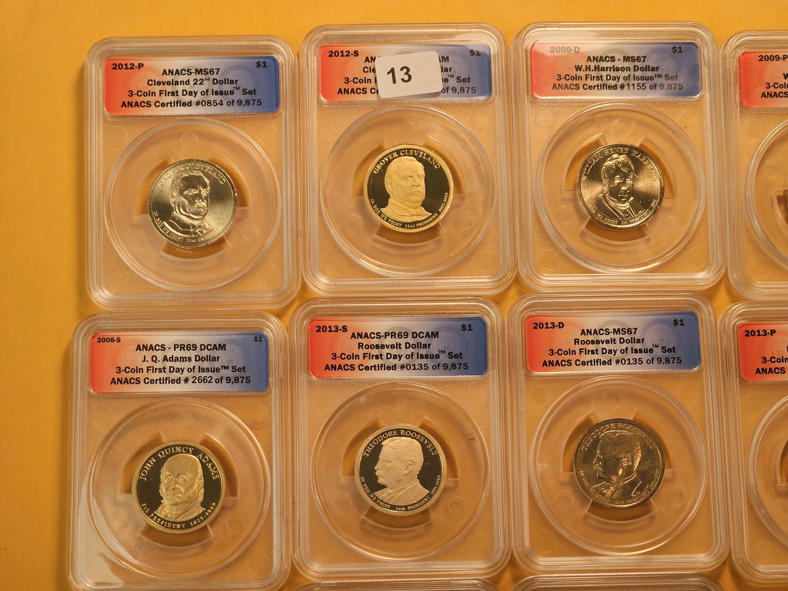 Ten ANACS Graded Presidential Dollars - 2