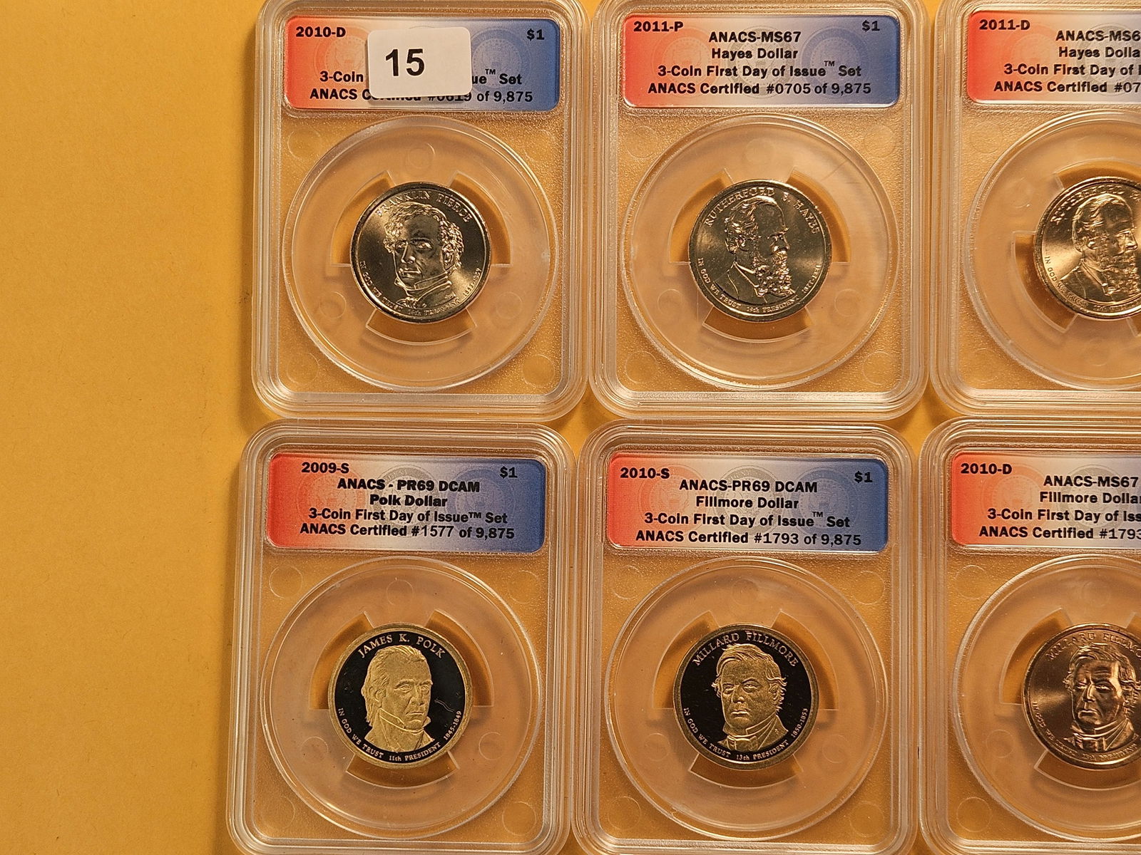 Ten ANACS Graded Presidential Dollars - 2