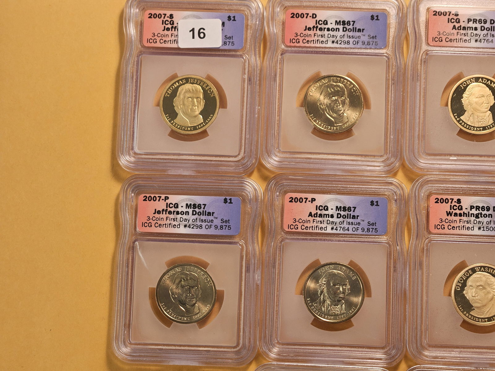 Nine ICG and one ANACS Graded Presidential Dollars - 2