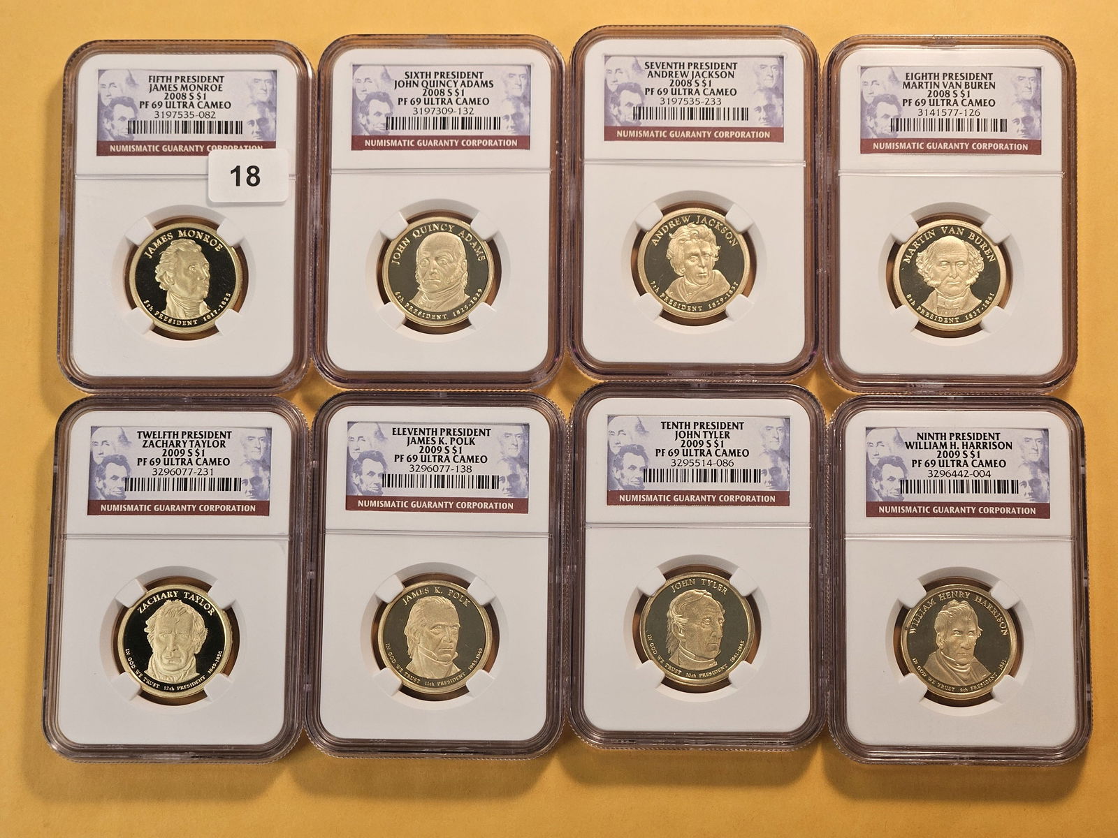 Eight NGC Presidential Dollars in Proof 69 Ultra Cameo (1 of 4)