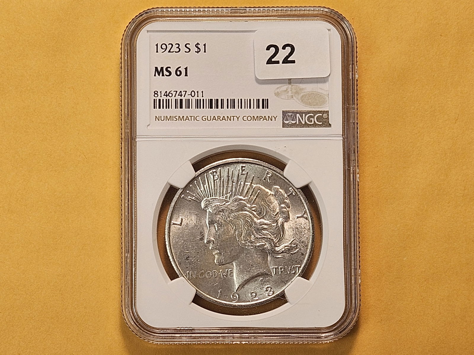 NGC 1923-S Peace Silver Dollar in Mint State 61 - 2