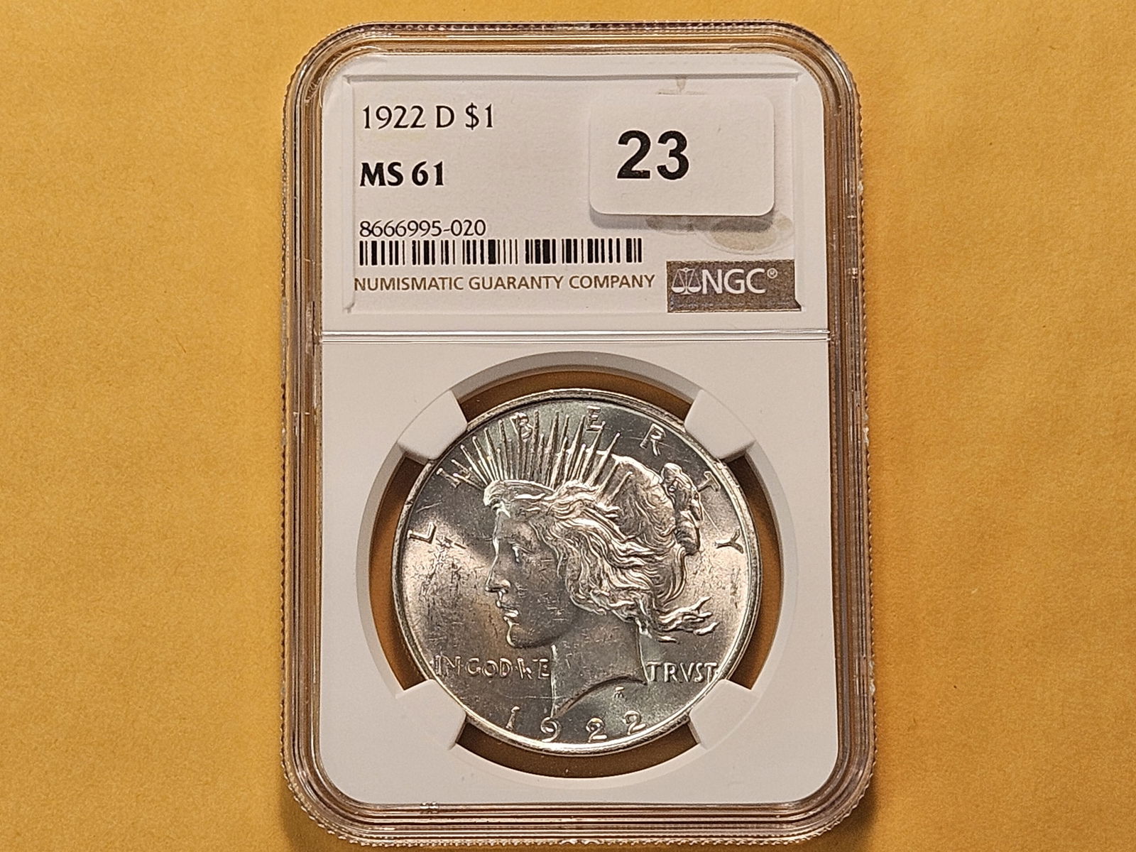 NGC 1922-D Peace Silver Dollar in Mint State 61 - 2