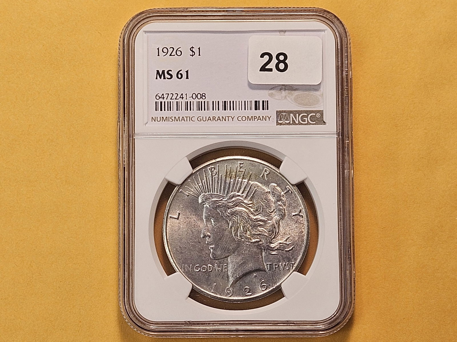 NGC 1926 Peace Silver Dollar in Mint State 61 - 2
