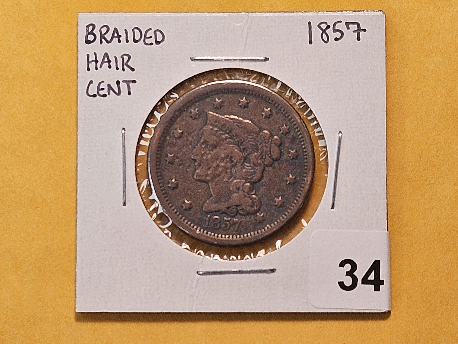 1857 Braided Hair Large Cent - 2