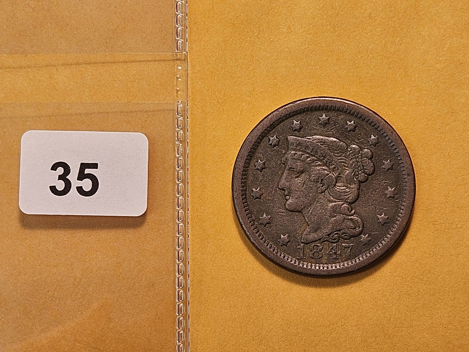 1847 Braided Hair Large Cent - 2