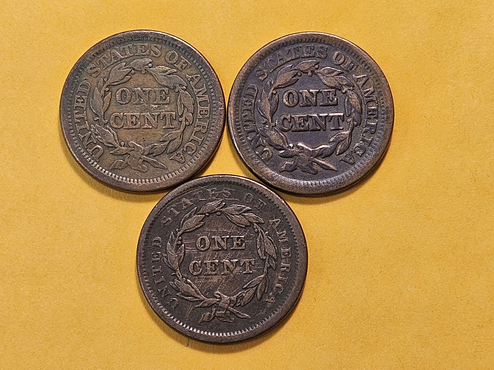 Three Circulated Braided Hair Large Cents - 4