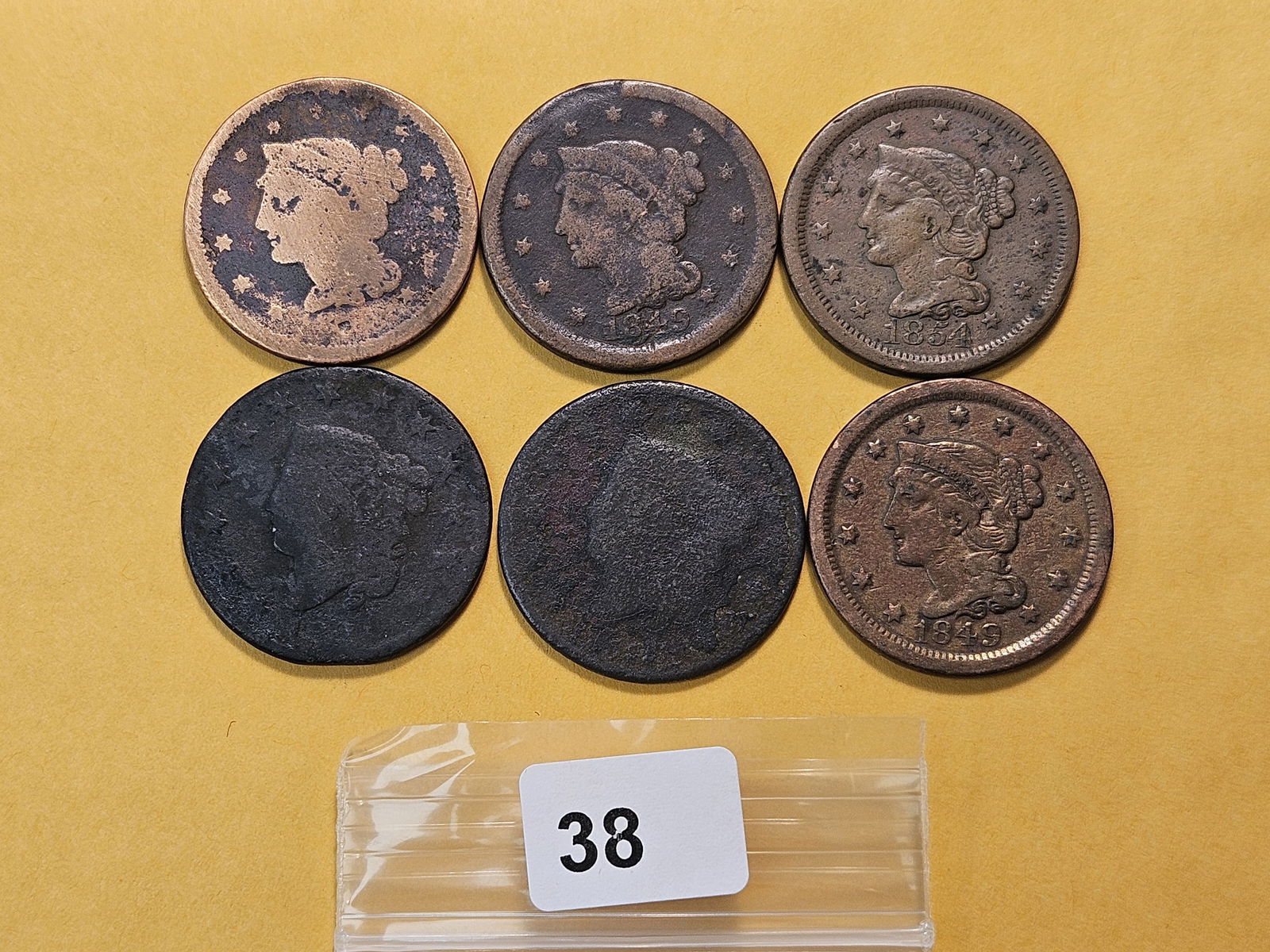 Six Circulated Large Cents (1 of 4)