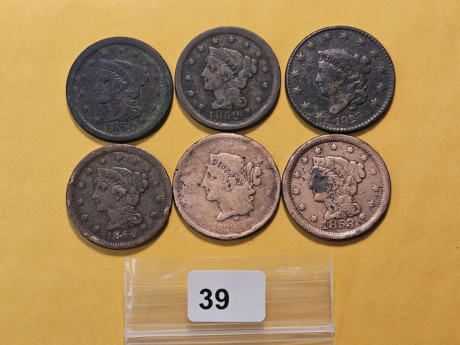 Six Circulated Large Cents (1 of 4)
