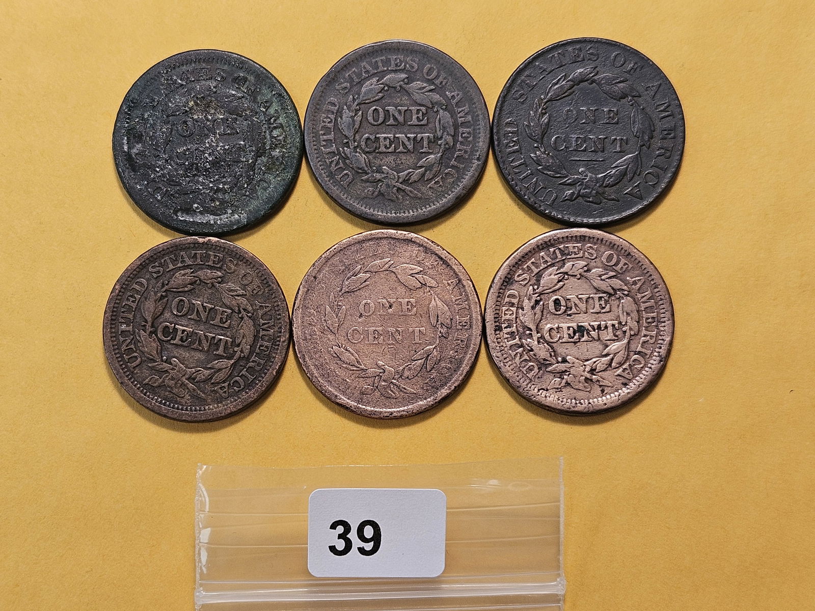 Six Circulated Large Cents - 3