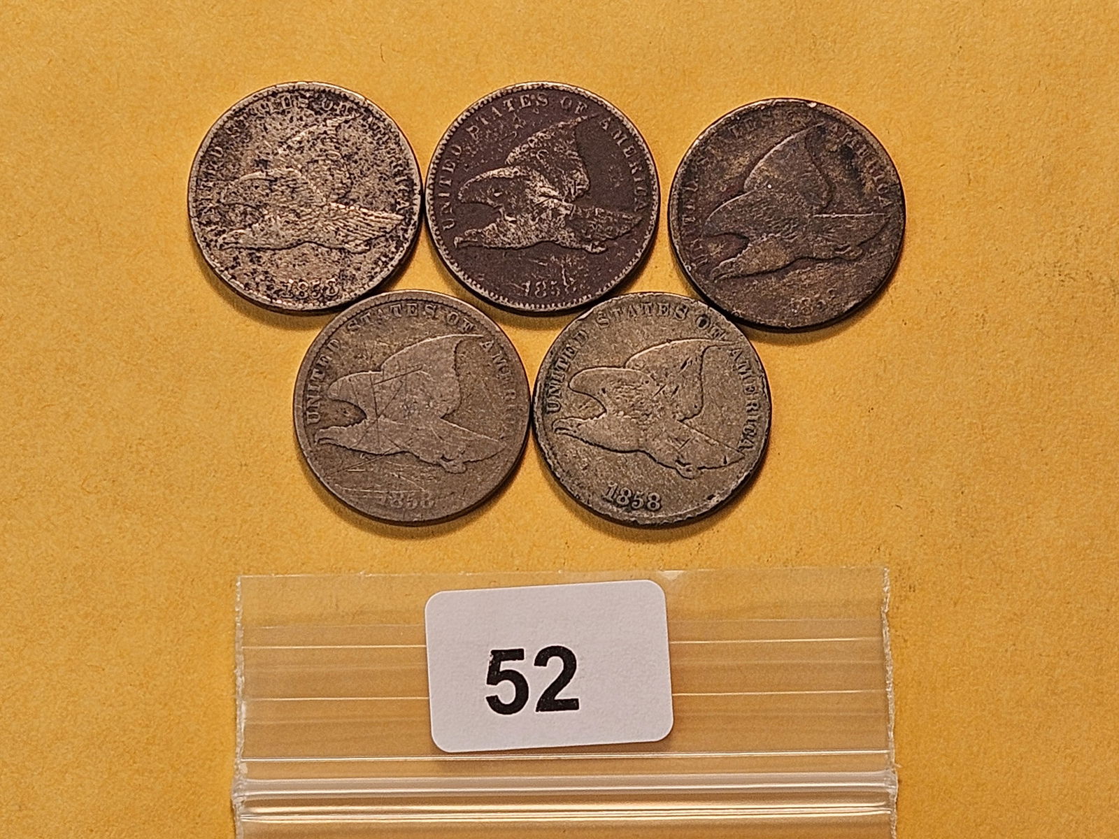 Five 1858 Flying Eagle Cents (1 of 4)