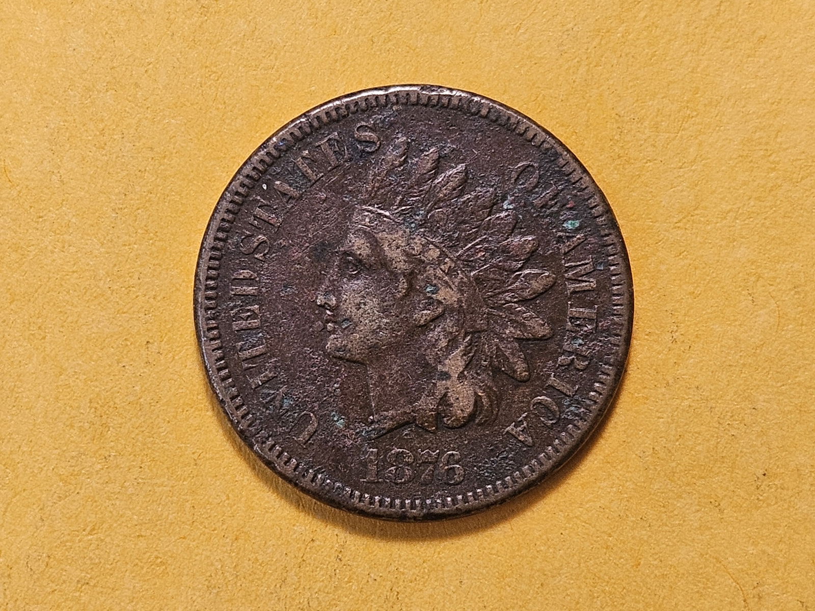 Better Date 1876 Indian Head Cent: Very Fine -details 