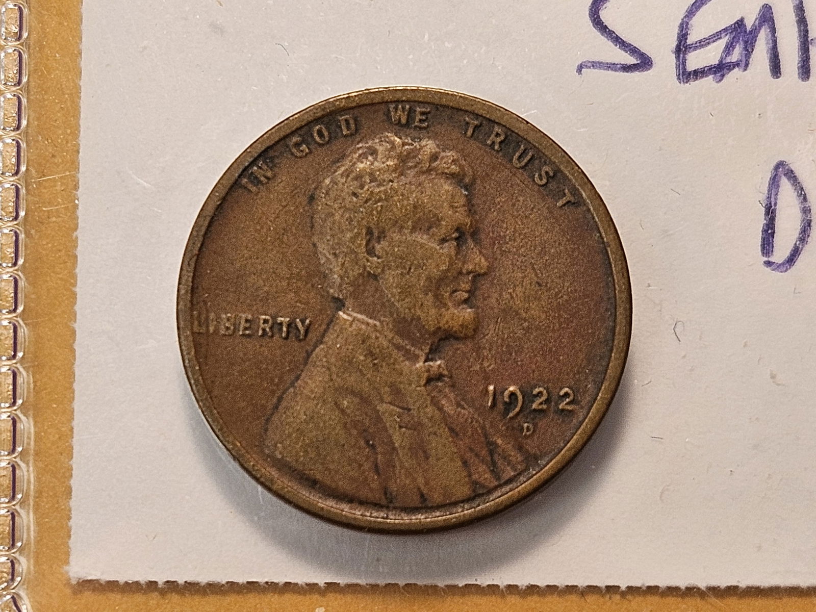 Semi-Key Date 1922-D Wheat Cent: In Fine 