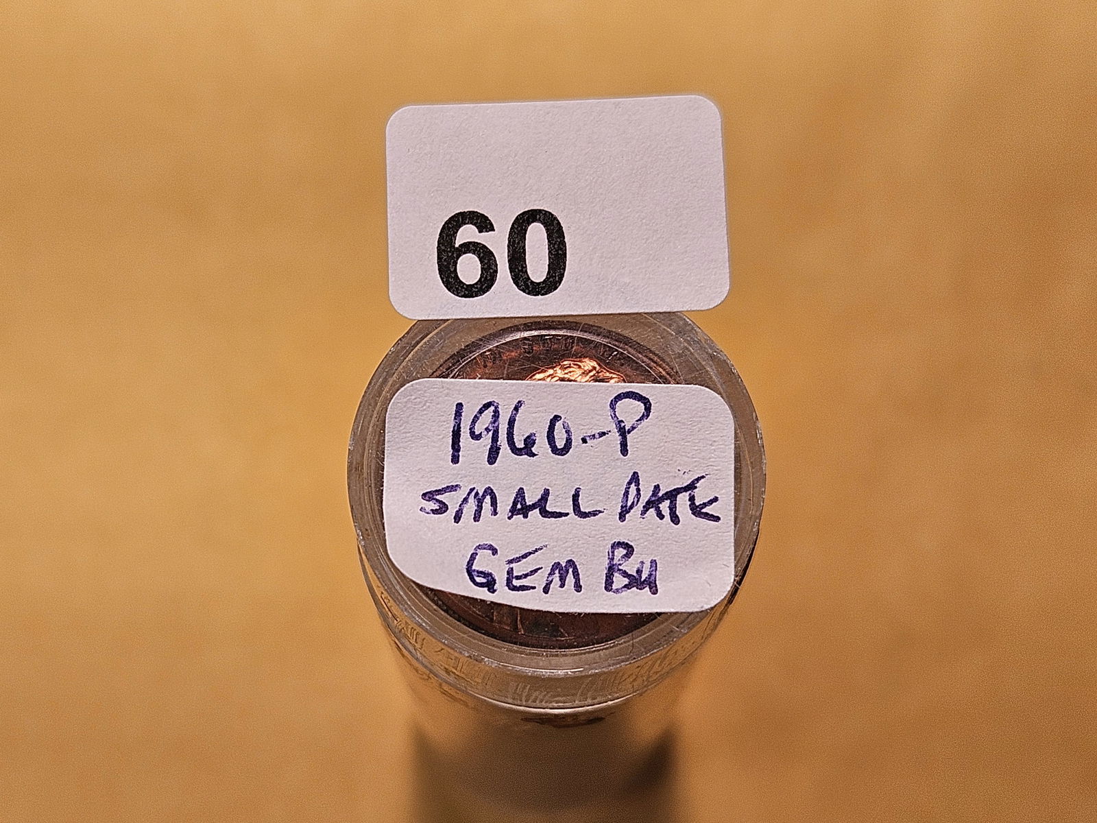 VARIETY!! FULL ROLL! Brilliant Uncirculated 1960 Lincoln Memorial Cent Roll: Small Date. From Dealer and unchecked by us 