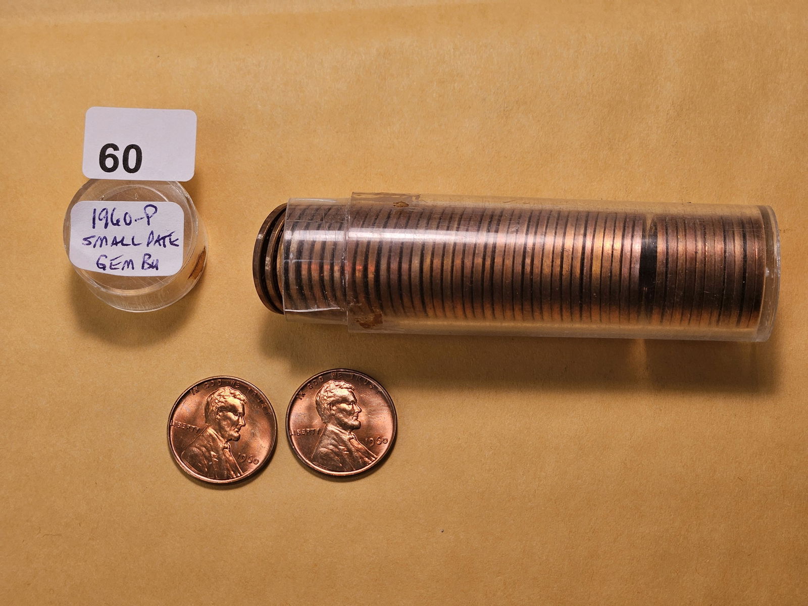 VARIETY!! FULL ROLL! Brilliant Uncirculated 1960 Lincoln Memorial Cent Roll - 2