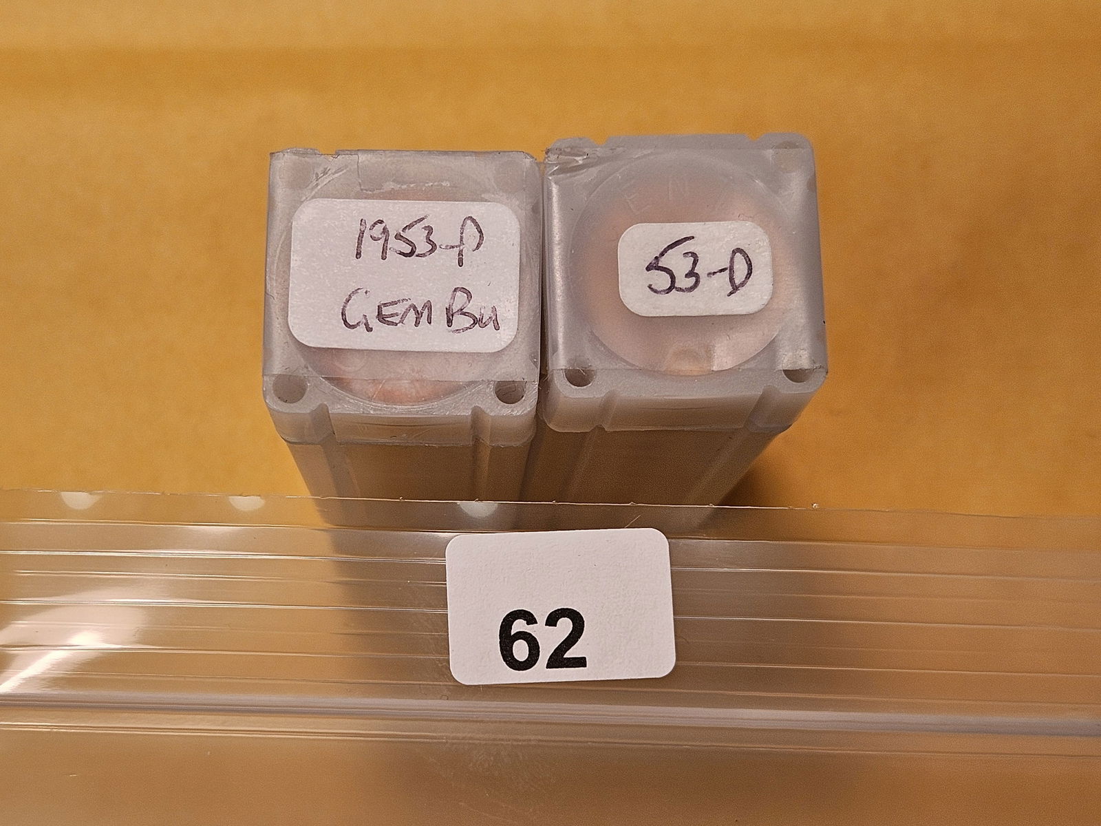 Two Rolls of Brilliant Uncirculated Wheat Cent Rolls: 1953 and 1953-D. From Dealer and unchecked by us 