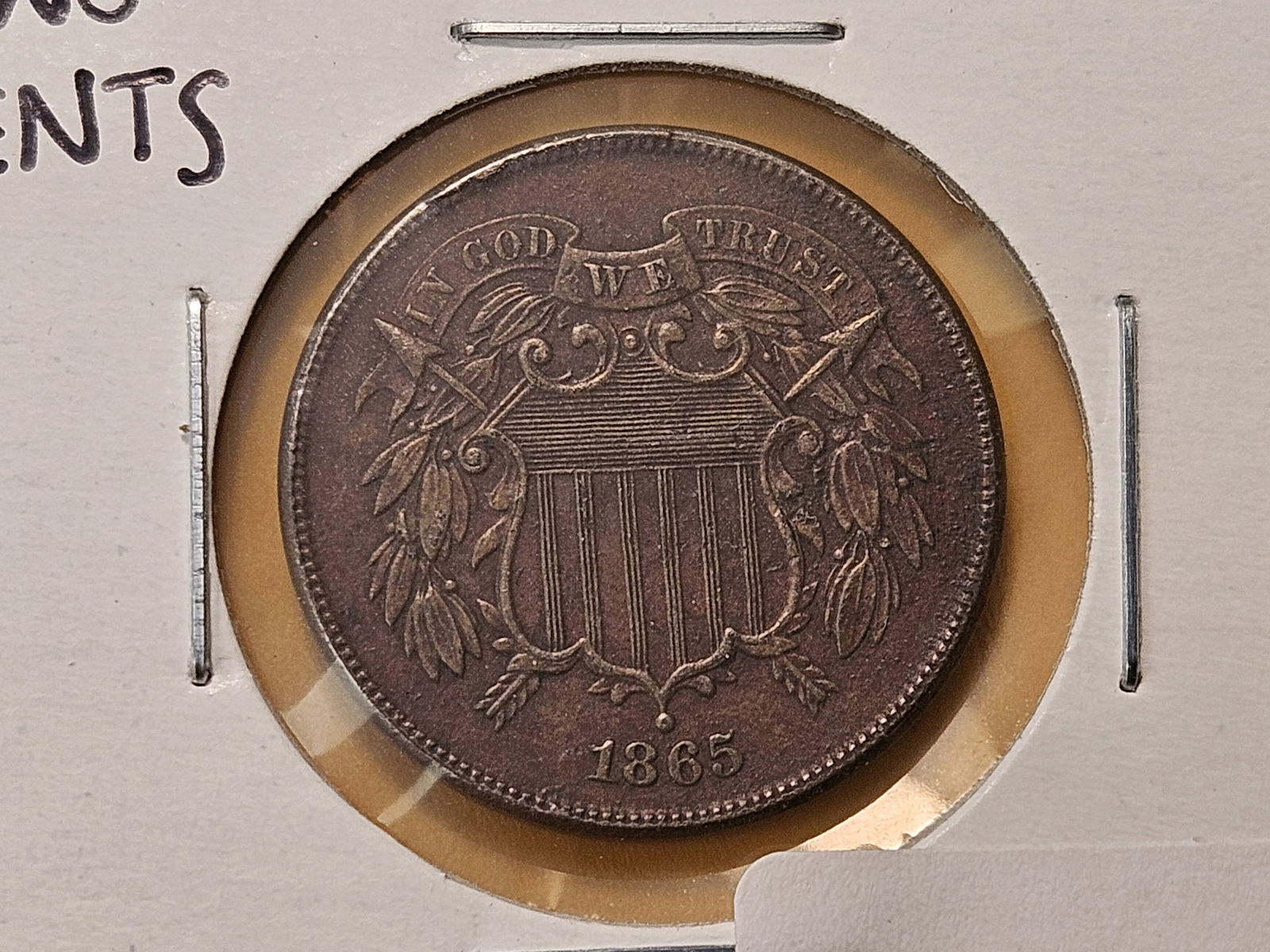 1865 Two Cent Piece: Extra Fine 