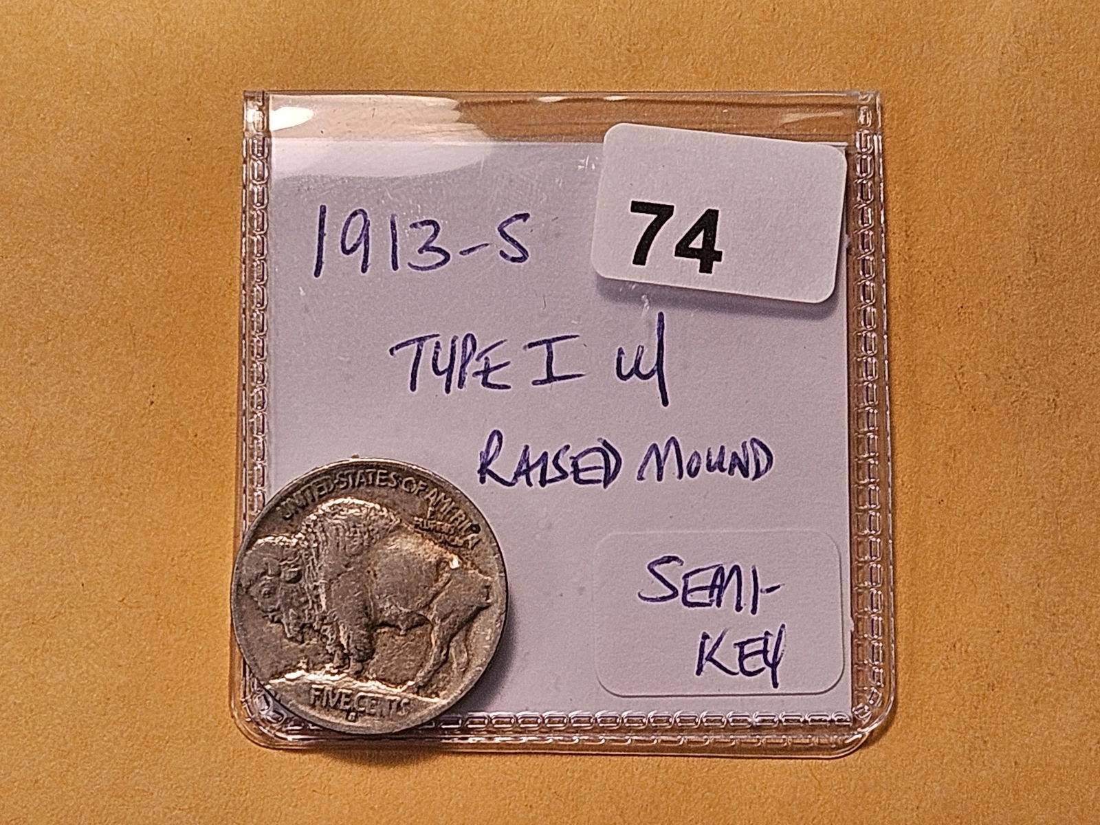 Semi-Key Date 1913-S Type 1 Buffalo Nickel - 3