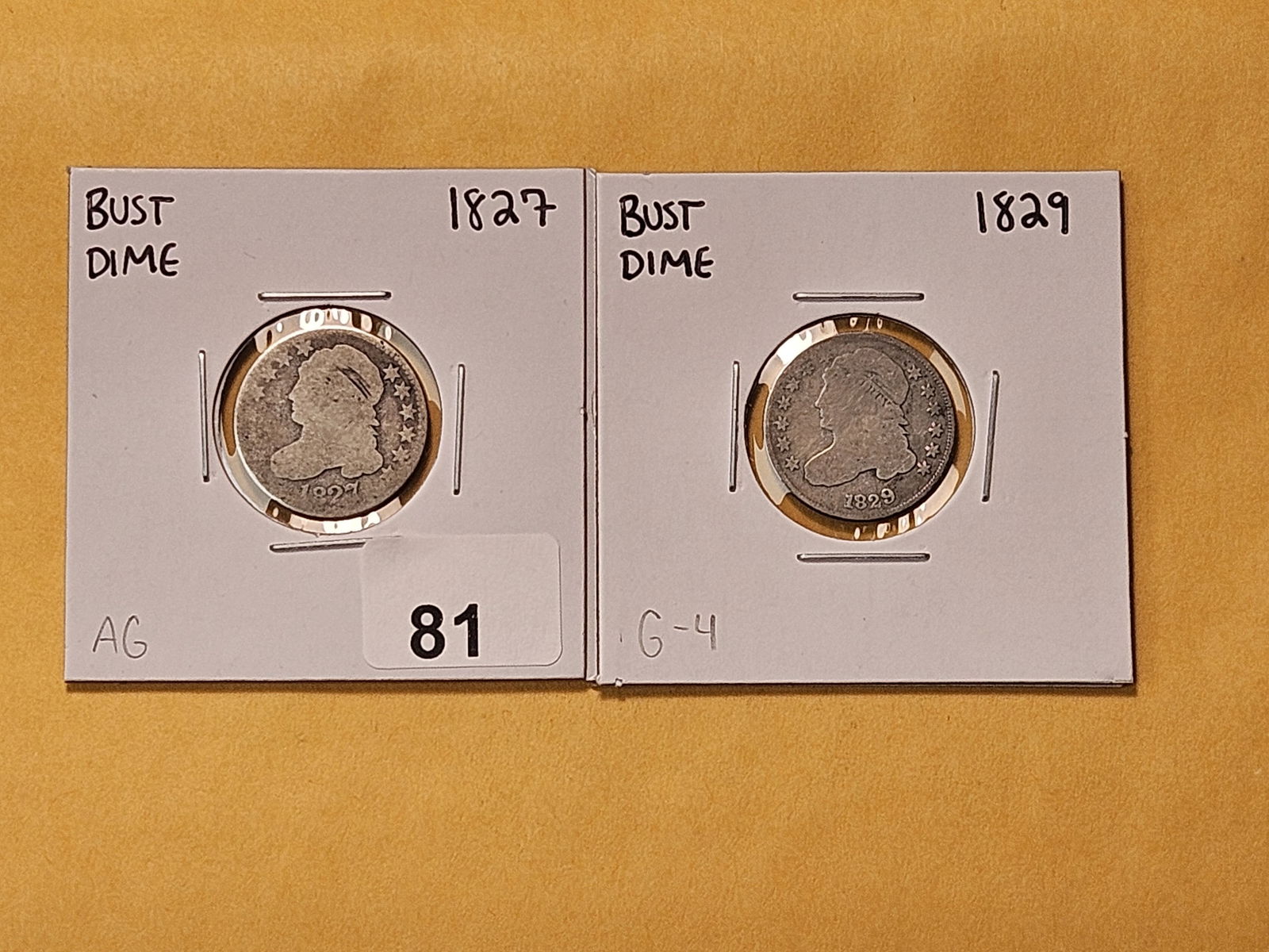 Two Circulated Bust Silver Dimes (1 of 6)