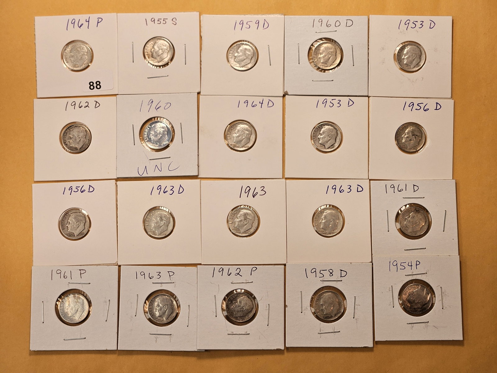 Twenty Mixed Roosevelt Silver Dimes: Circulated and Uncirculated 