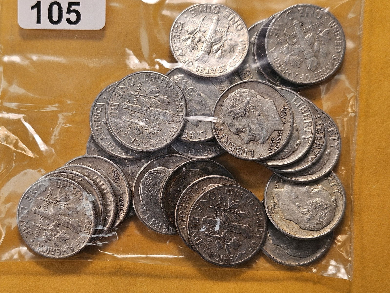 Twenty Five Mixed Roosevelt Silver Dimes - 2