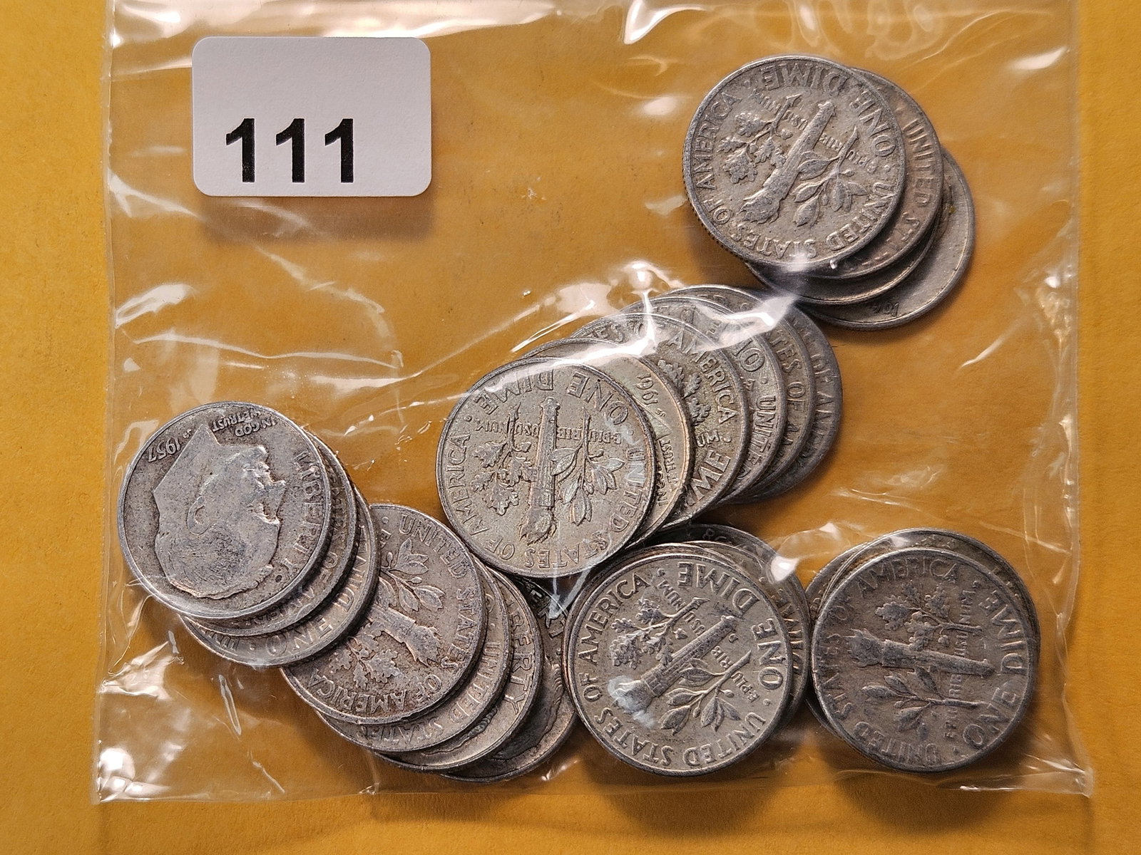 Twenty Five Mixed Roosevelt Silver Dimes: From consigner and unchecked by us 