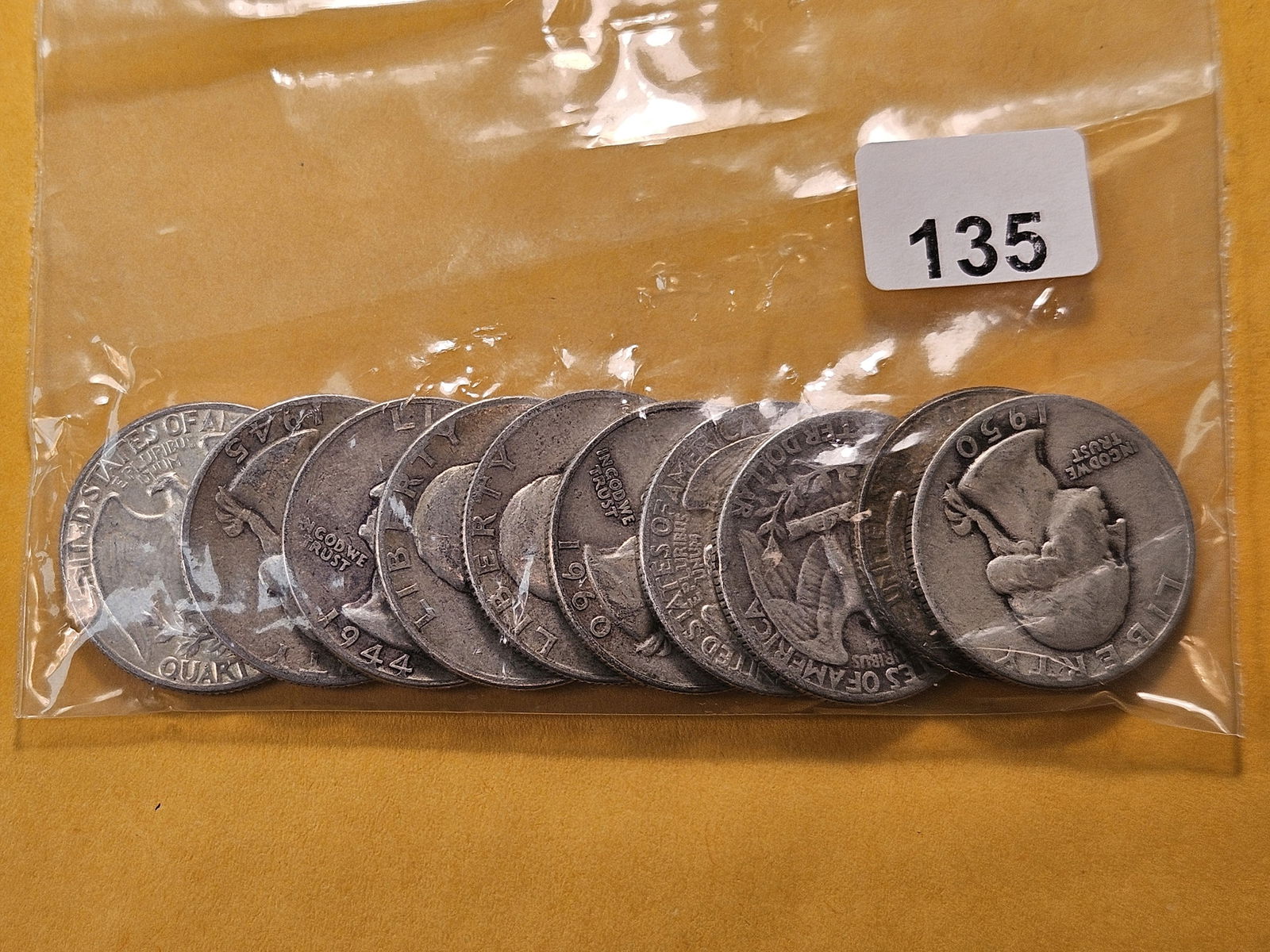 Ten Mixed Washington Silver Quarters: From consigner and unchecked by us 