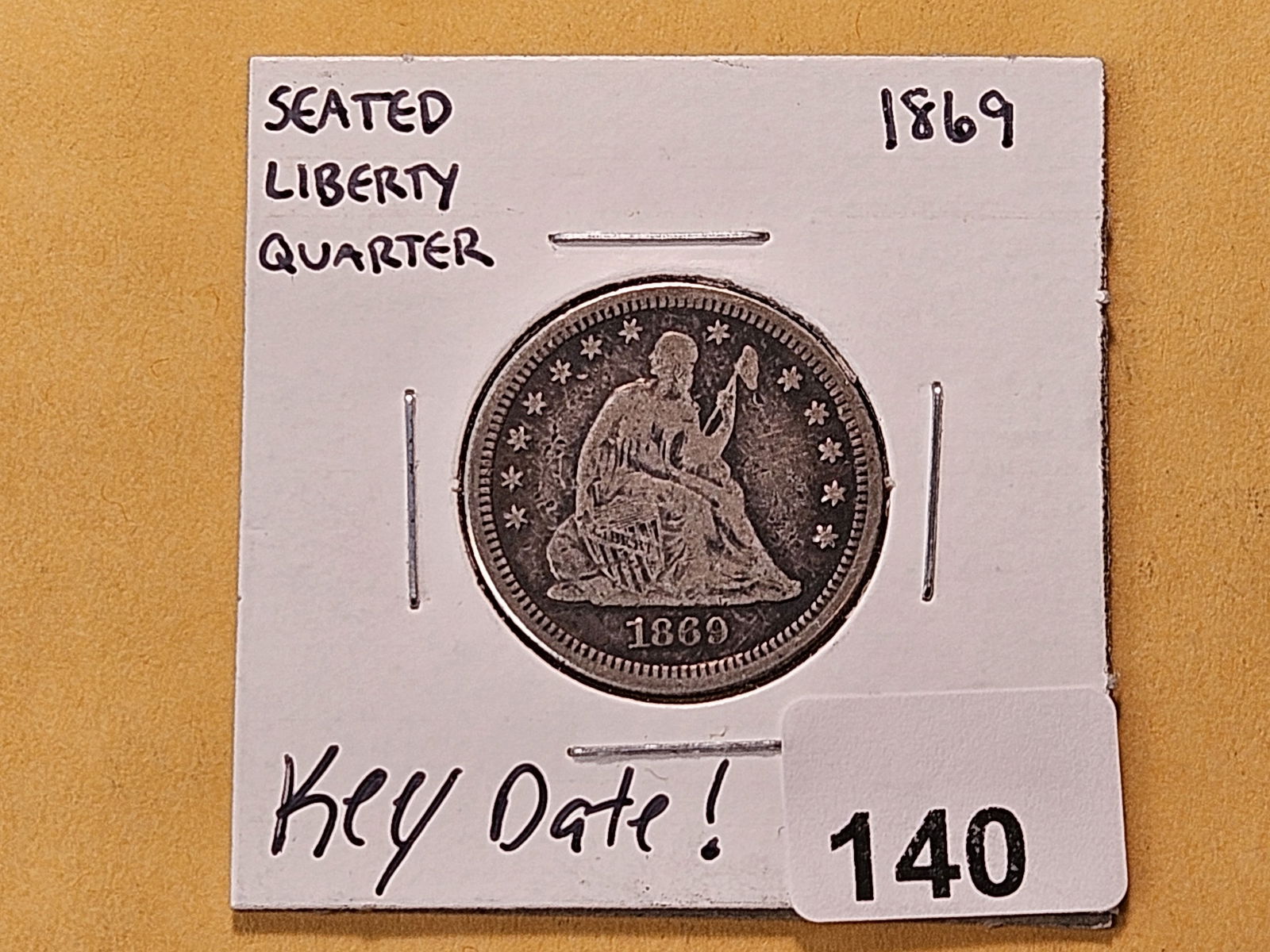 KEY DATE! 1869 Seated Liberty Silver Quarter - 2