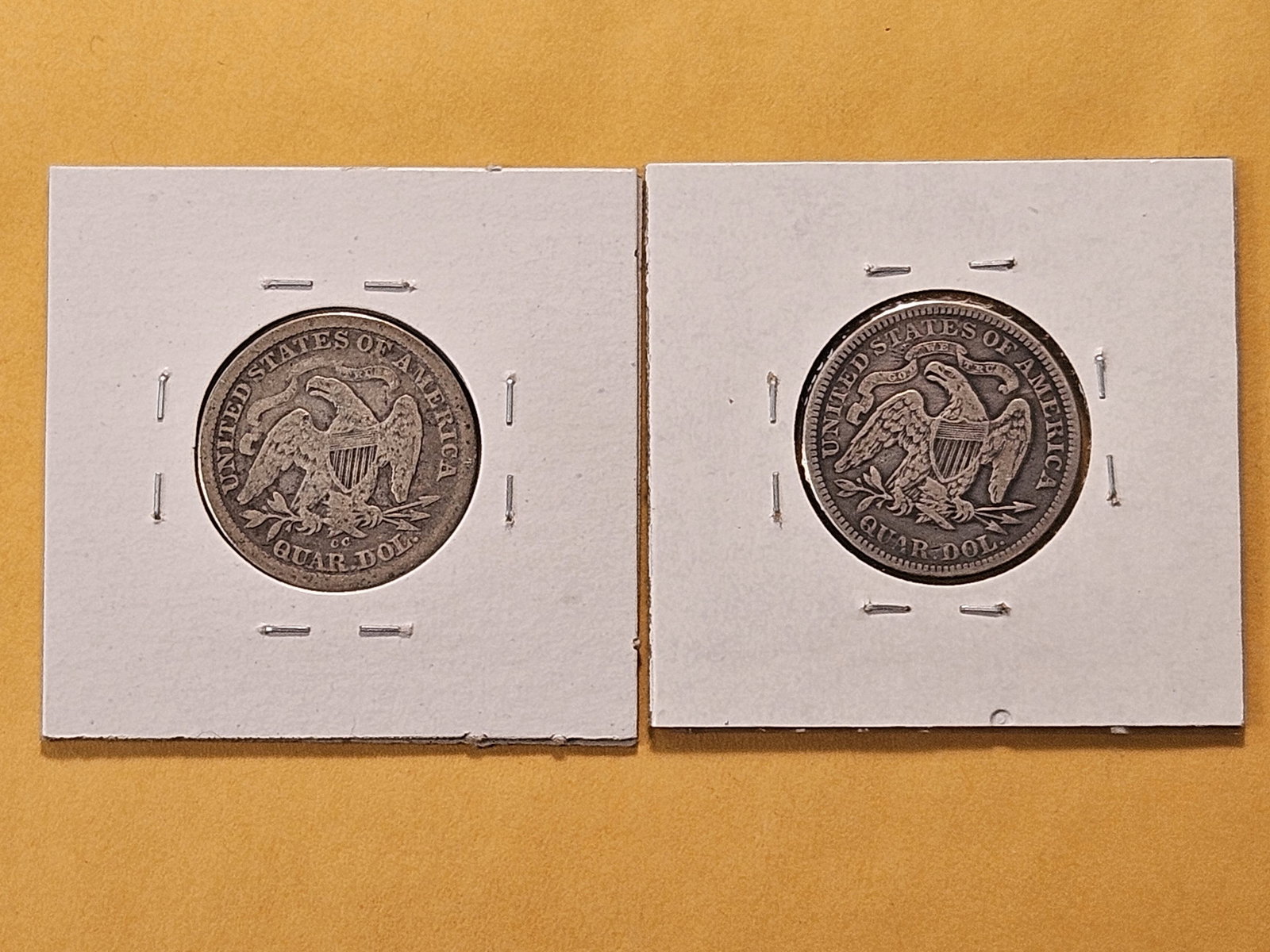 Two Circulated Seated Liberty Silver Quarters - 4