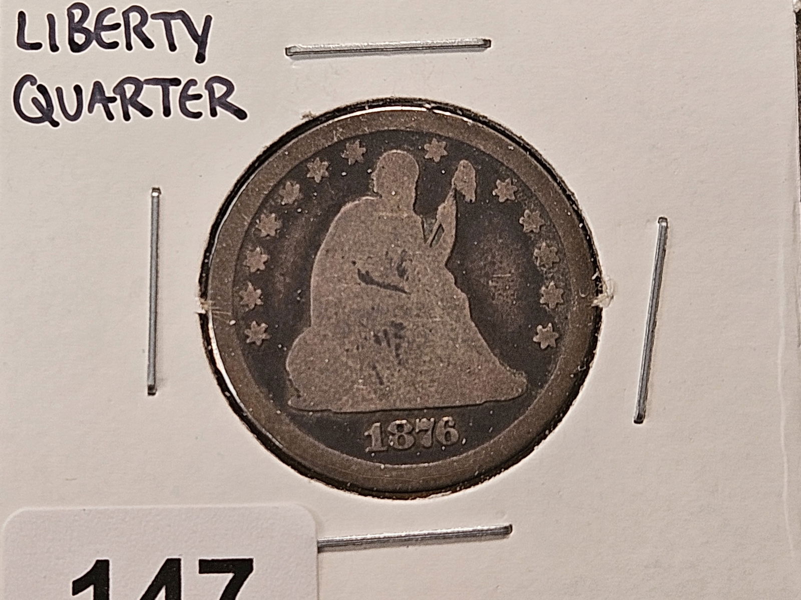 Three Circulated Seated Liberty Silver Quarters - 2