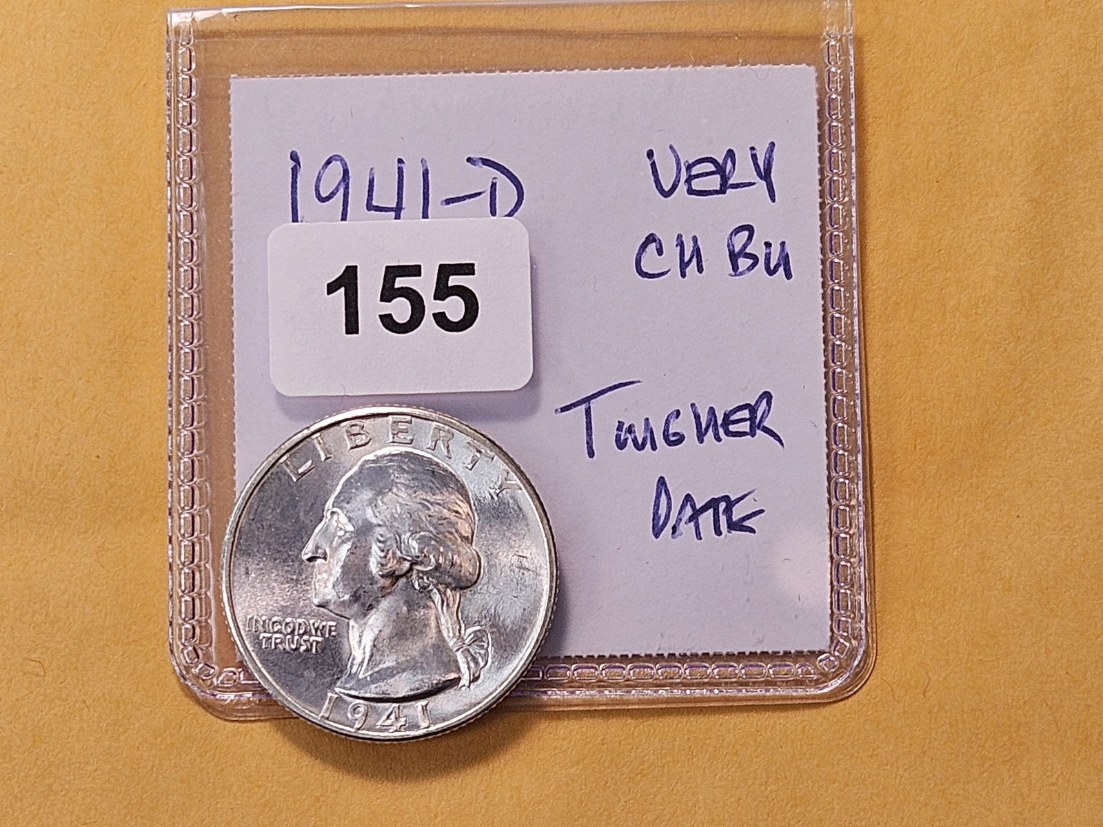 Tougher Grade 1941-D Washington Silver Quarter - 2