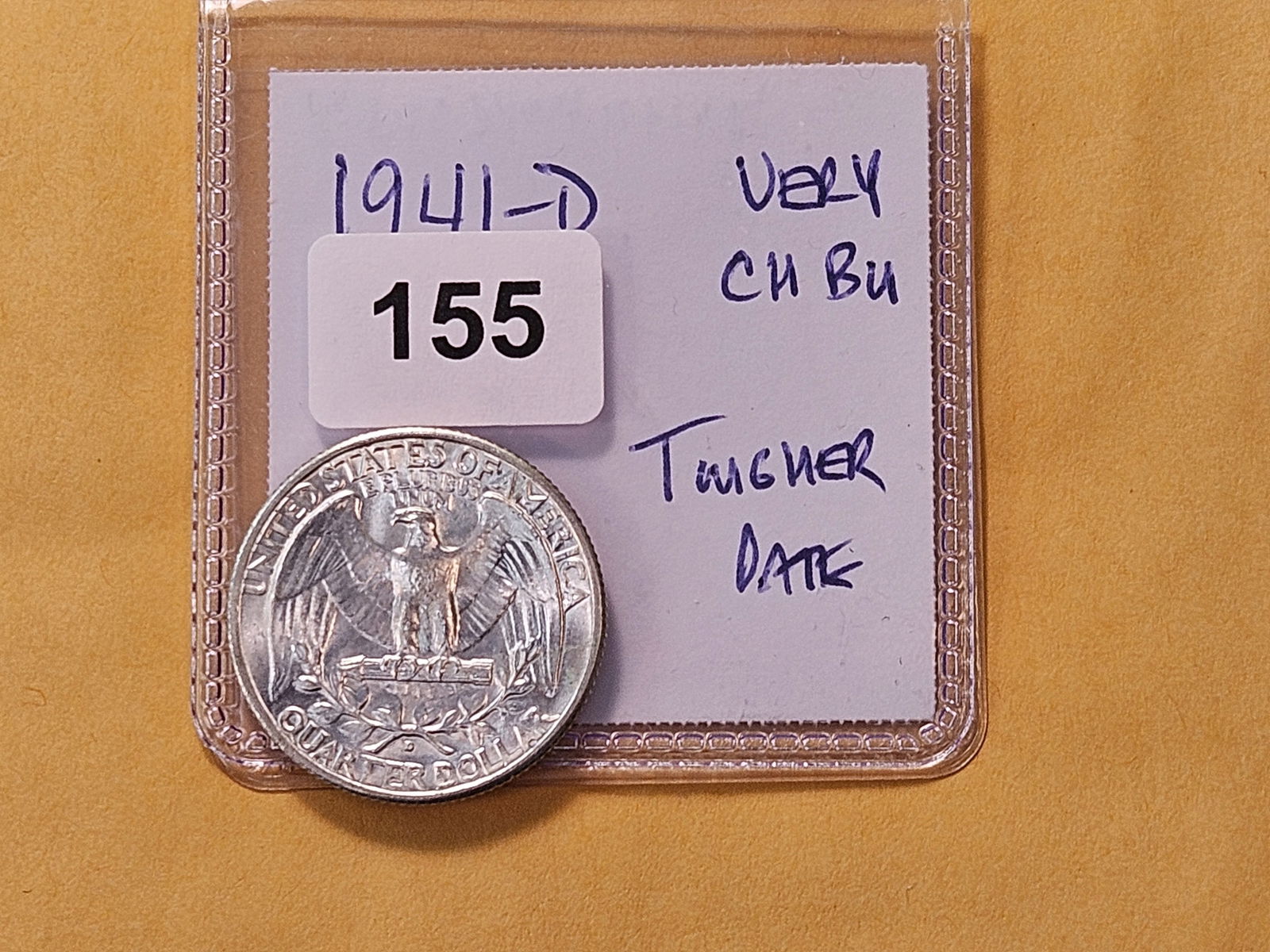 Tougher Grade 1941-D Washington Silver Quarter - 3