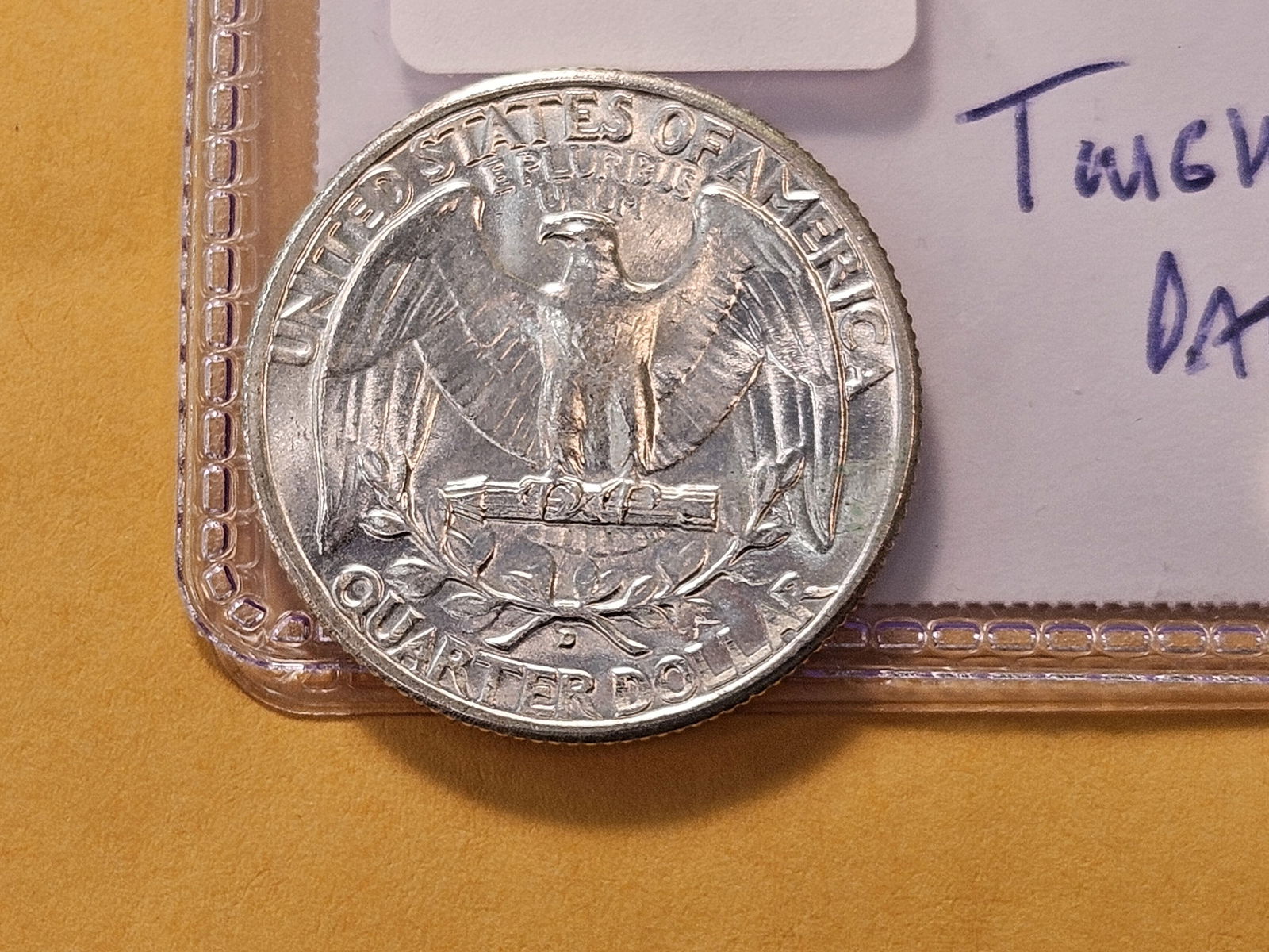 Tougher Grade 1941-D Washington Silver Quarter - 4