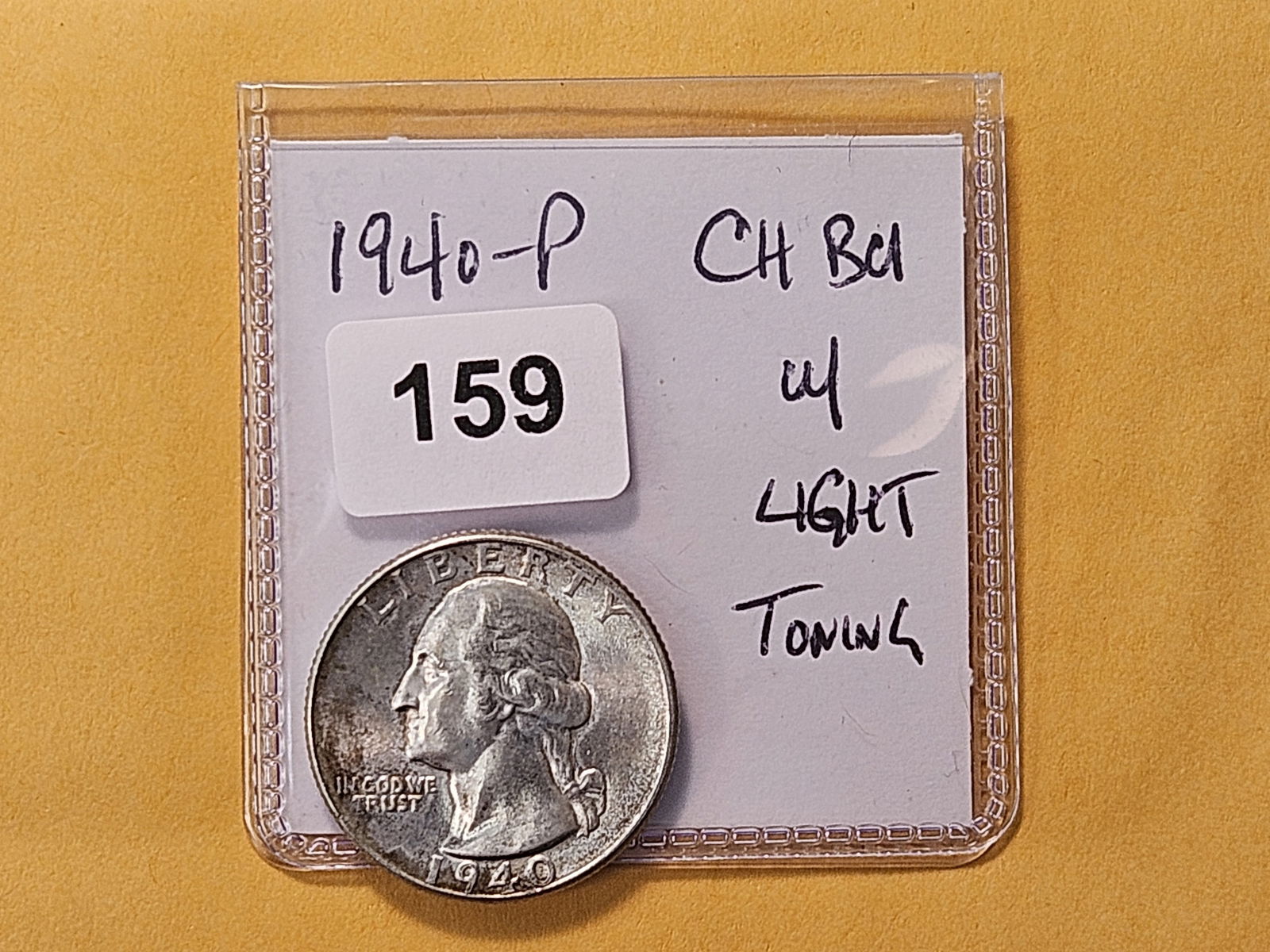 Choice Brilliant Uncirculated 1940 Washington Silver Quarter - 2