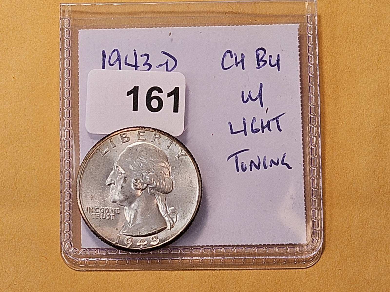 Choice Brilliant Uncirculated 1943-D Washington Silver Quarter - 2