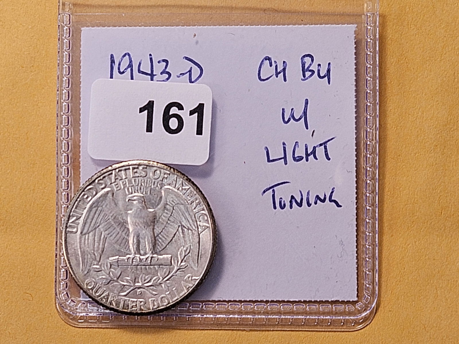 Choice Brilliant Uncirculated 1943-D Washington Silver Quarter - 3