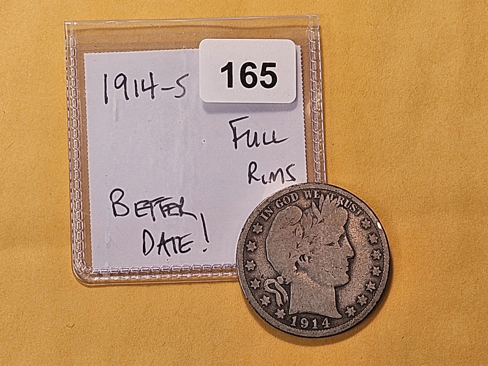 Semi-Key 1914-S Barber Silver Half Dollar - 2
