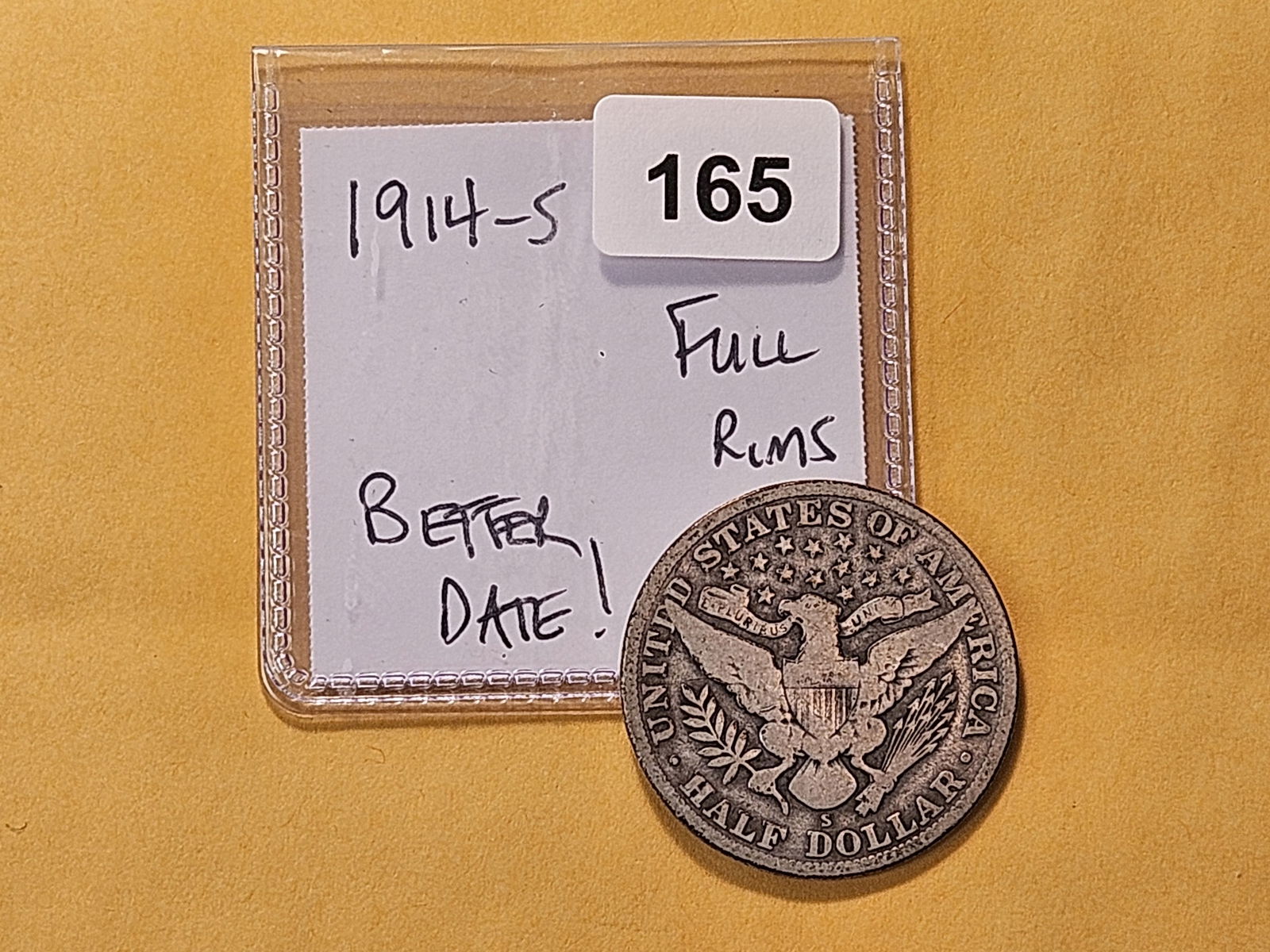 Semi-Key 1914-S Barber Silver Half Dollar - 3