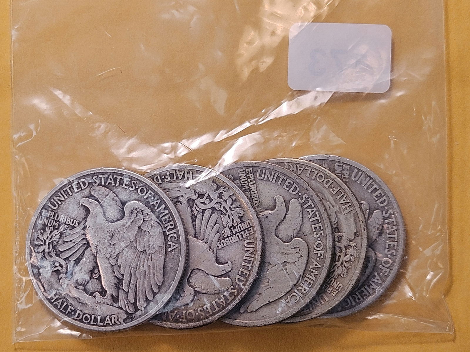 Five Circulated Walking Liberty Silver Half Dollars - 2