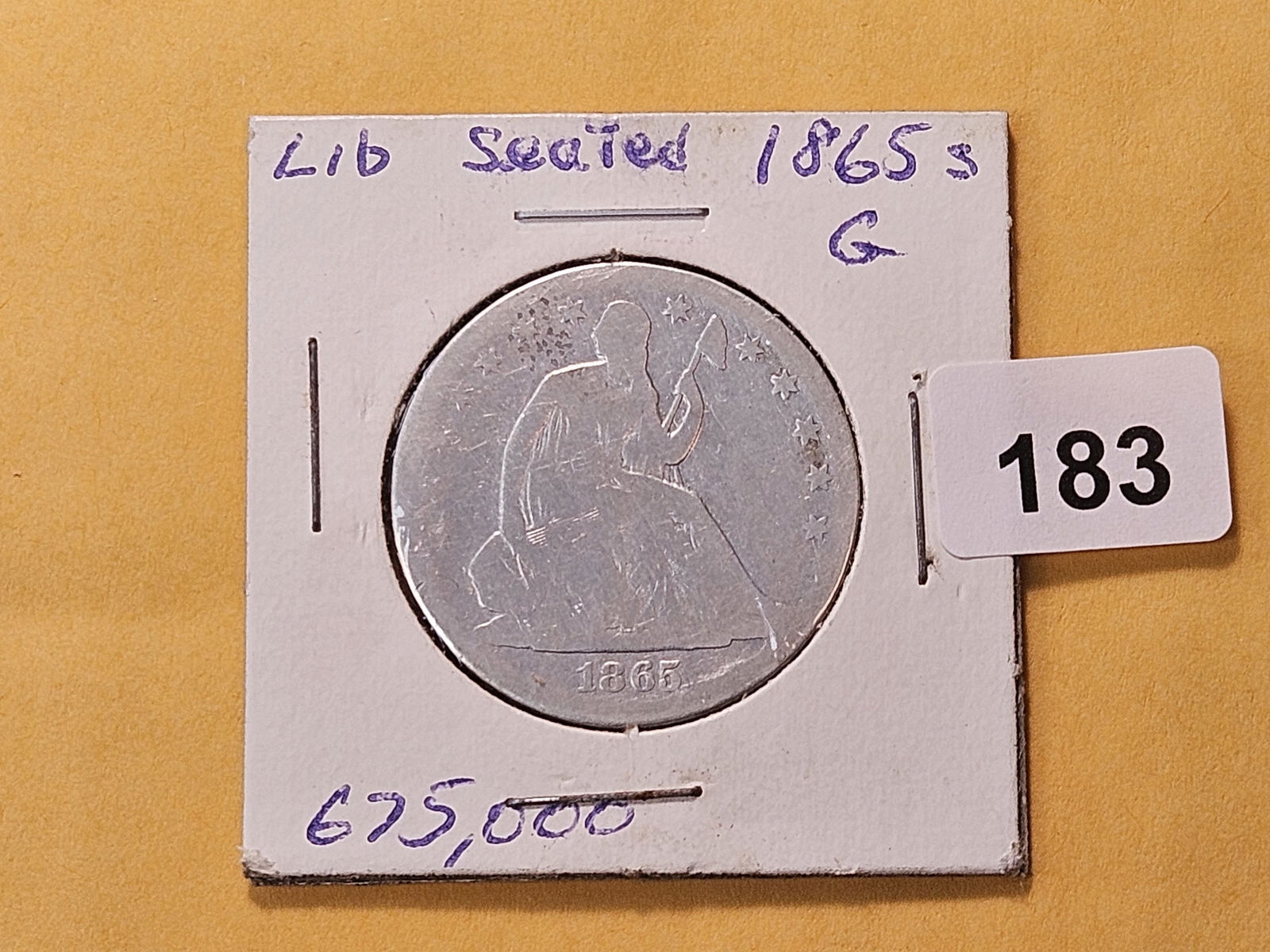 Better Date 1865-S Seated Liberty Silver Half Dollar - 2