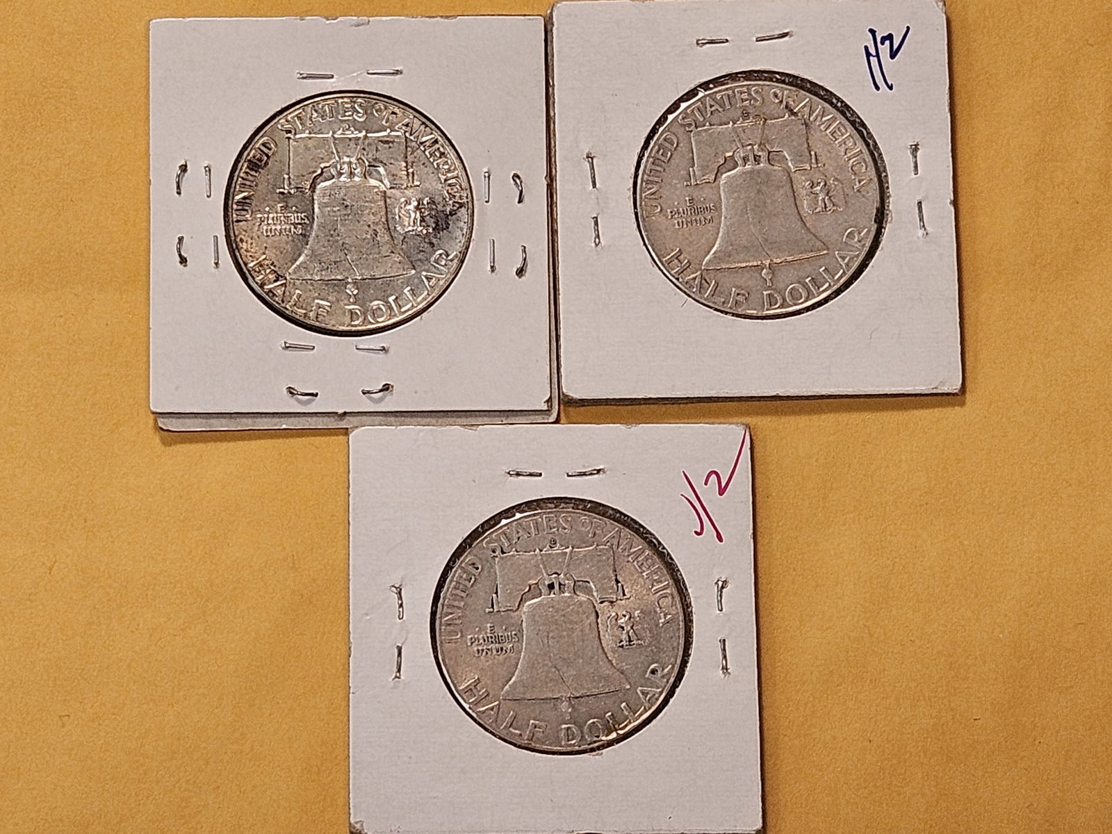 Three Circulated Franklin Silver Half Dollars - 5