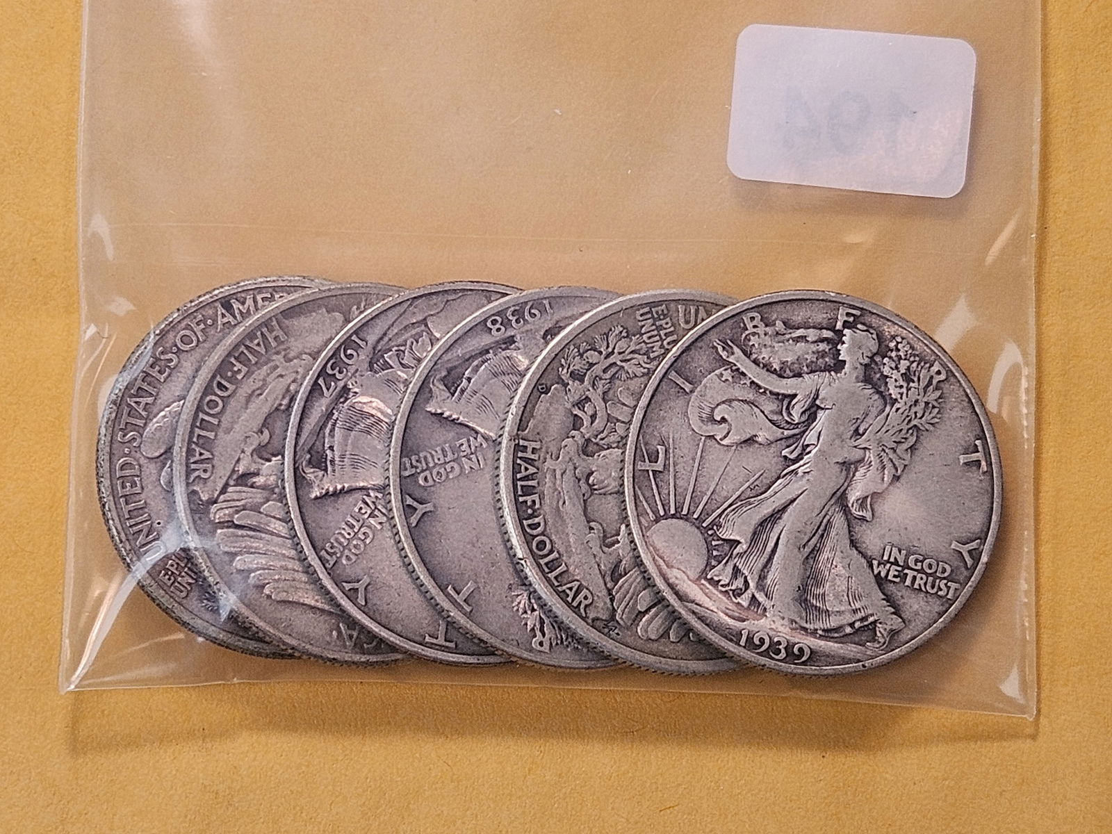 Six Circulated Walking Liberty Silver Half Dollars - 2