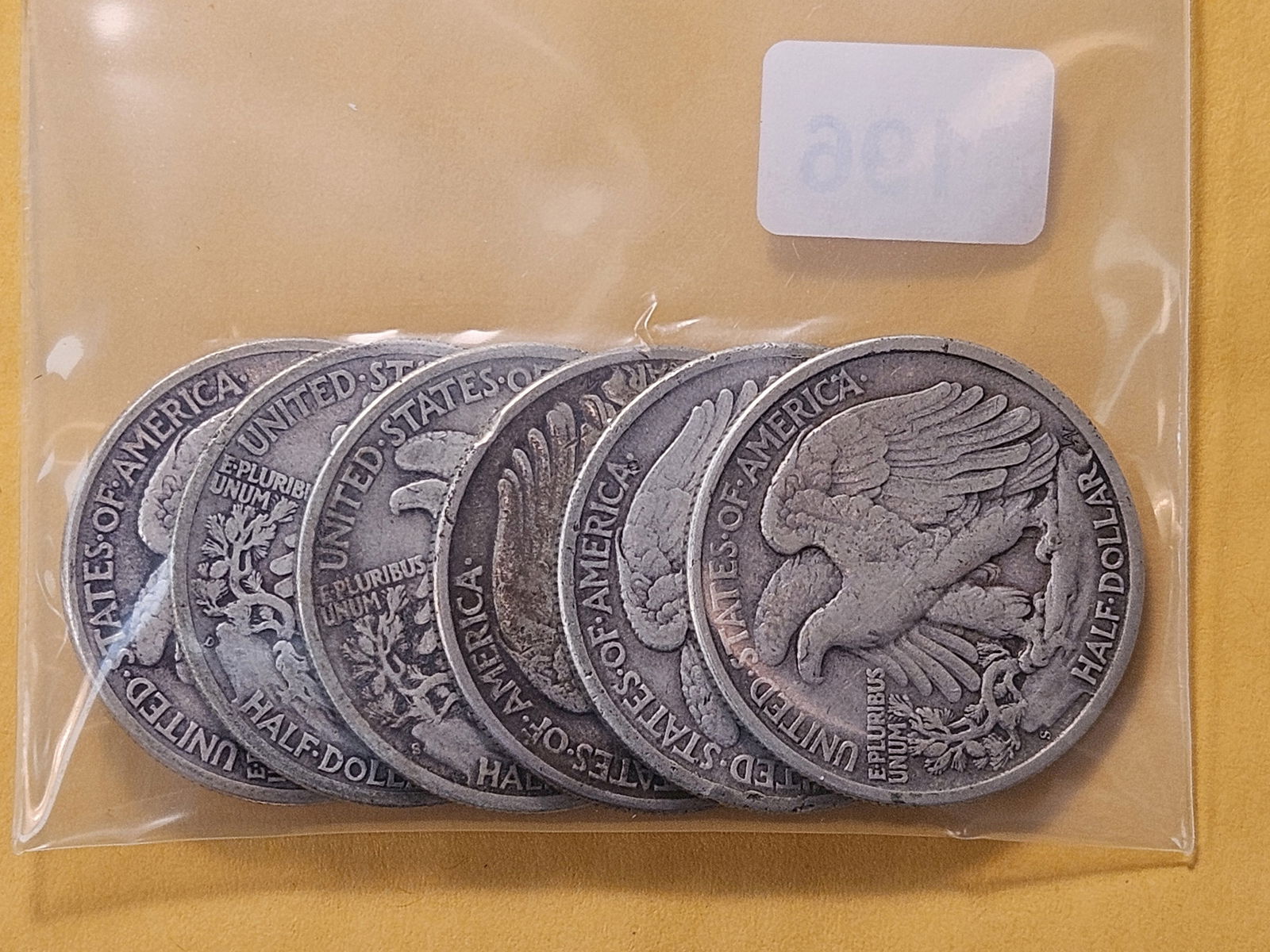 Six Circulated Walking Liberty Silver Half Dollars - 2