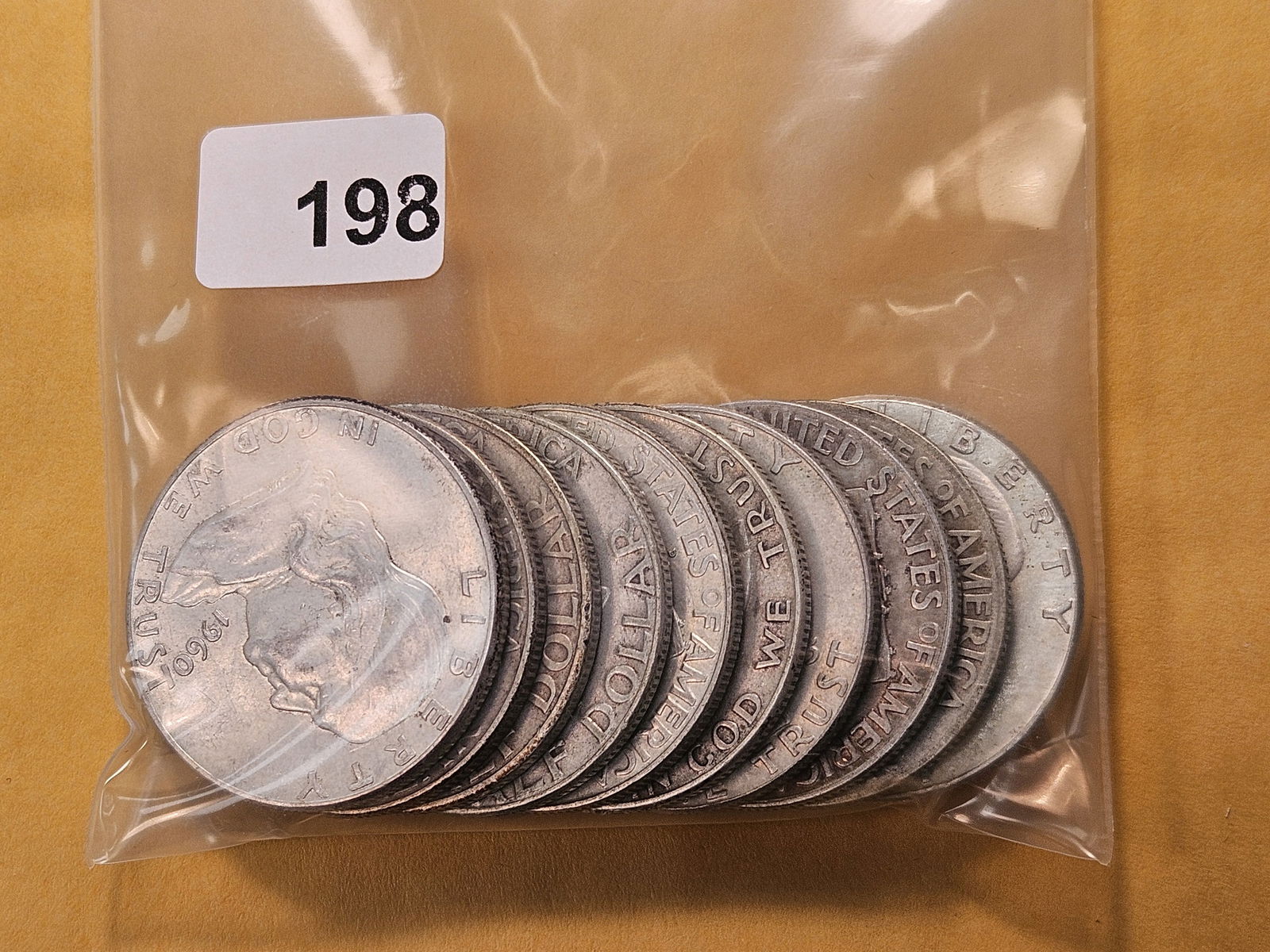Ten Circulated Franklin Silver Half Dollars: Mixed dates 