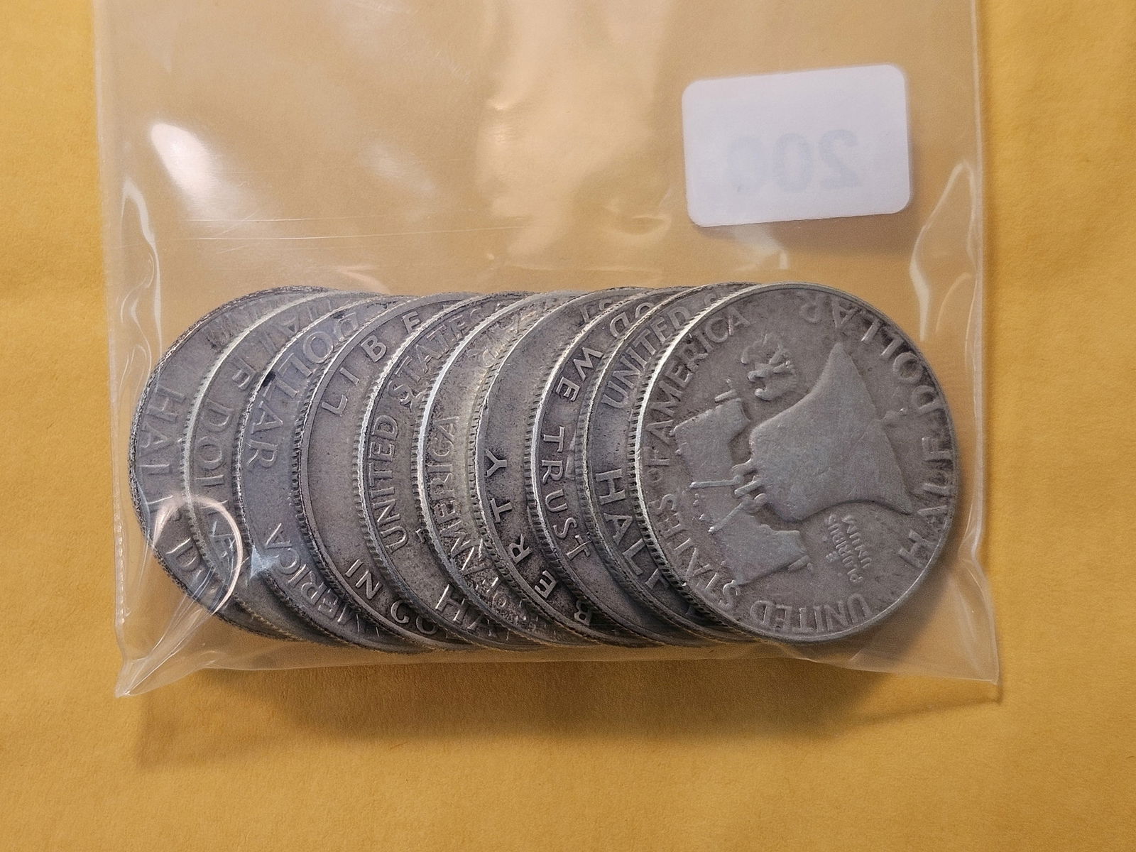 Ten Circulated Franklin Silver Half Dollars - 2