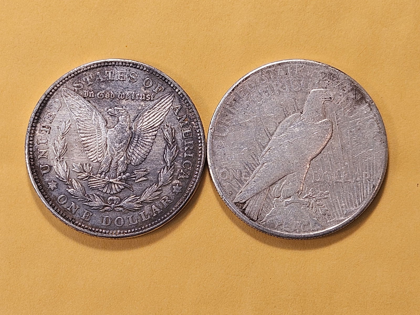 1921 Morgan and 1922-S Peace Silver Dollars - 4