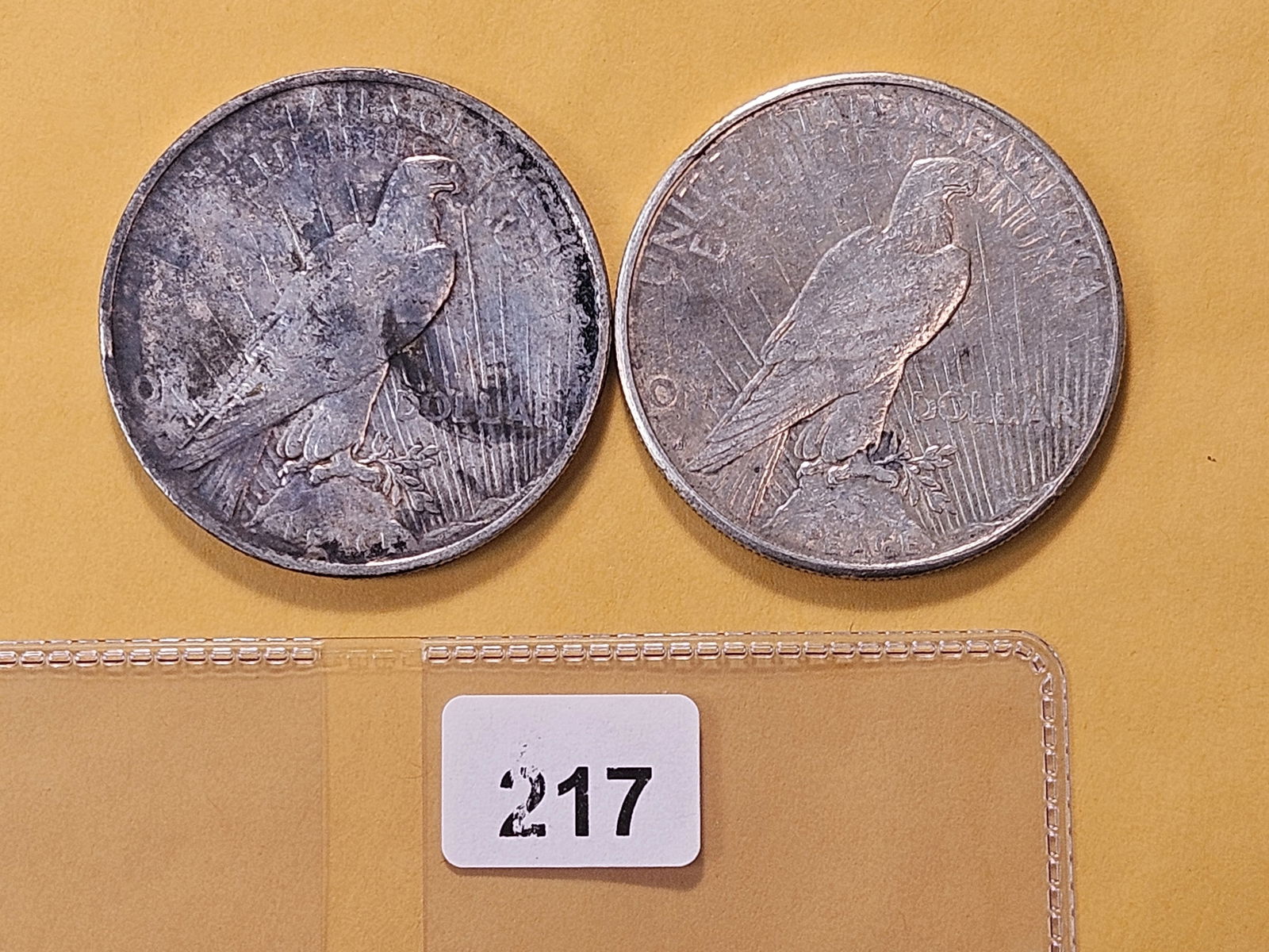 Two Circulated Peace Silver Dollars - 3