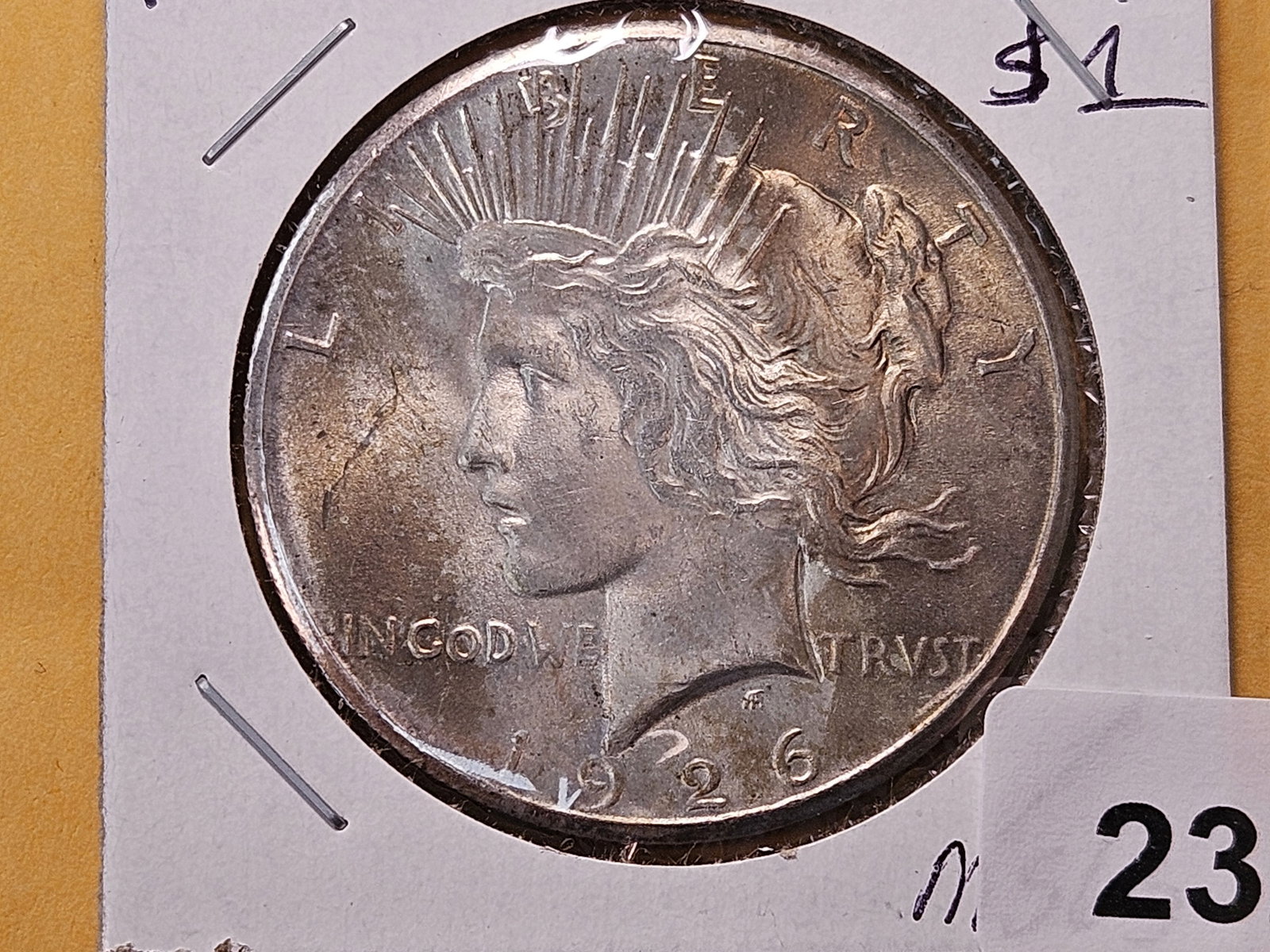 Better Grade 1926 Peace Silver Dollar: About Uncirculated plus 