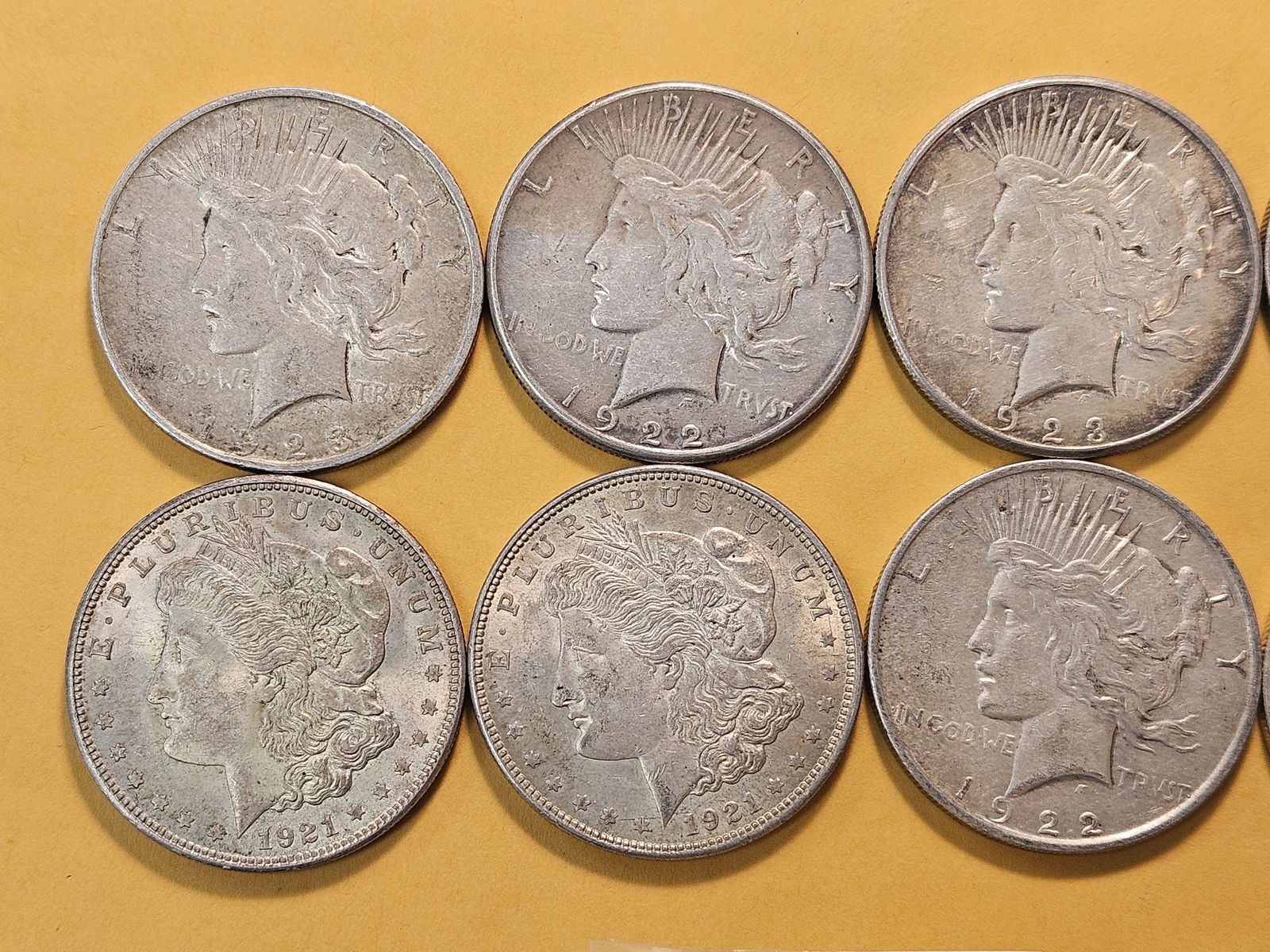 Ten Circulated US Silver Dollars - 2